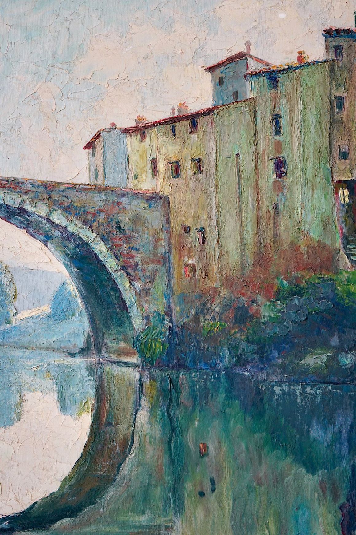 Oil Painting of a French Village Scene