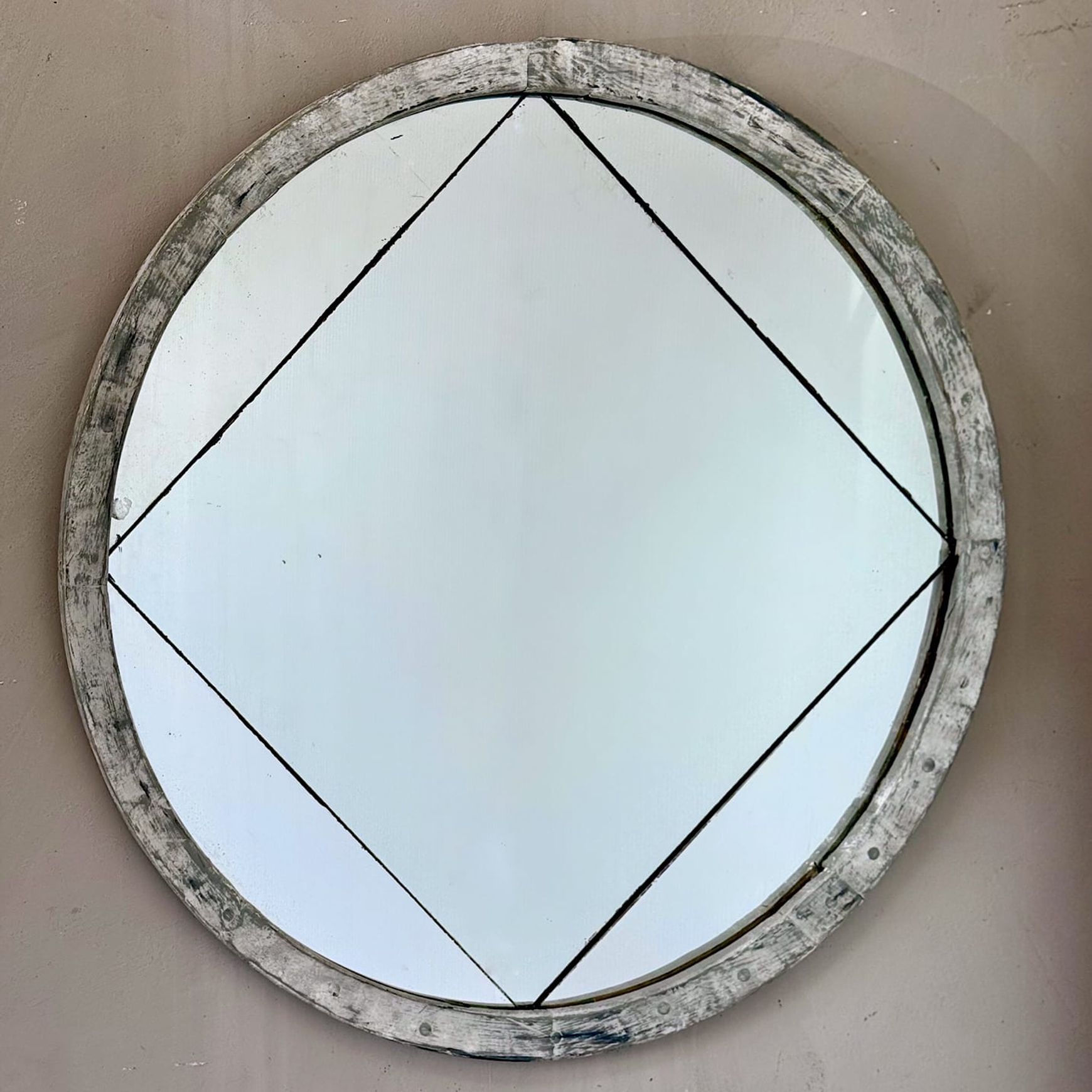 Round Painted French Mirror