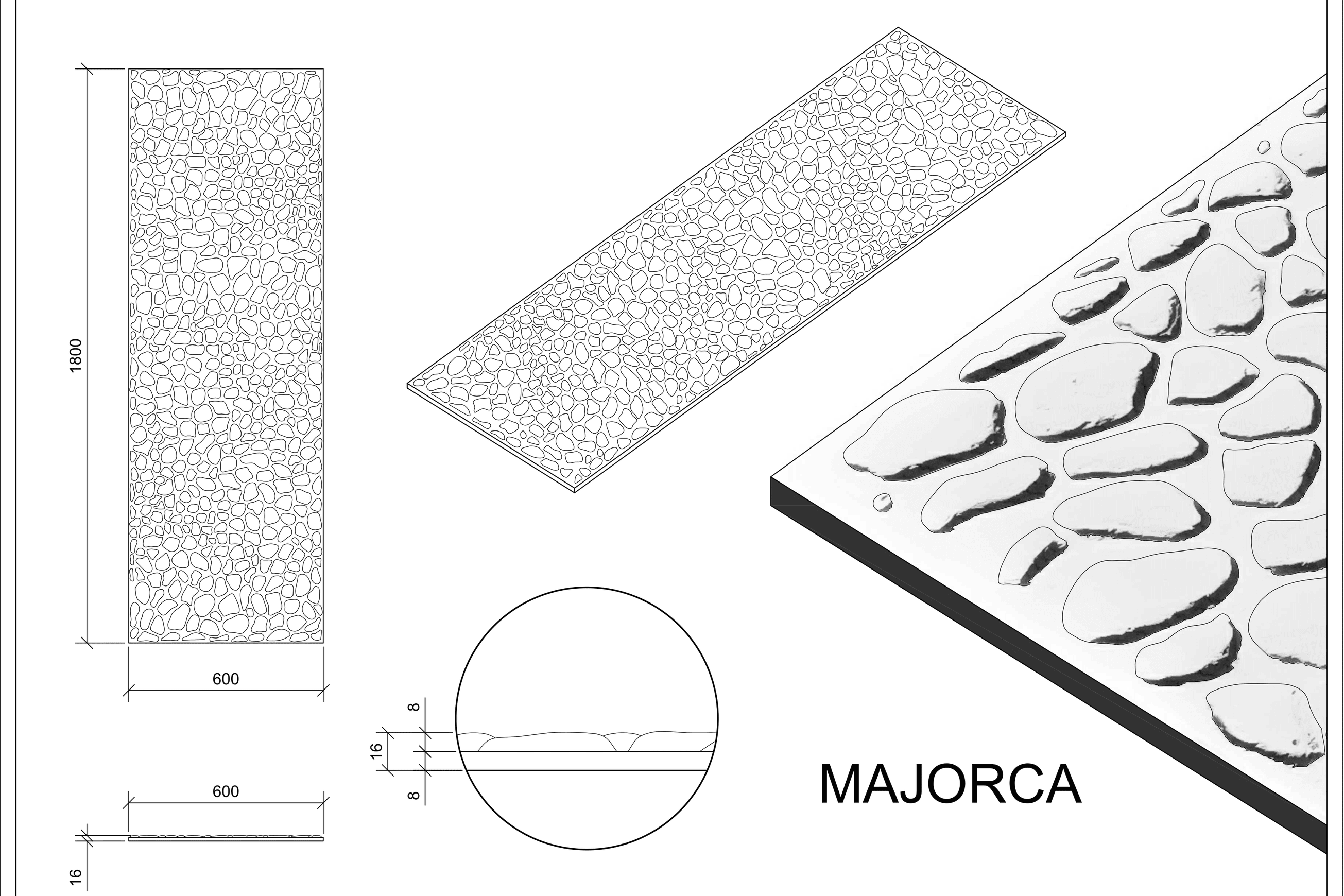 Roctex Majorca 3D Wall Panel dimensions
