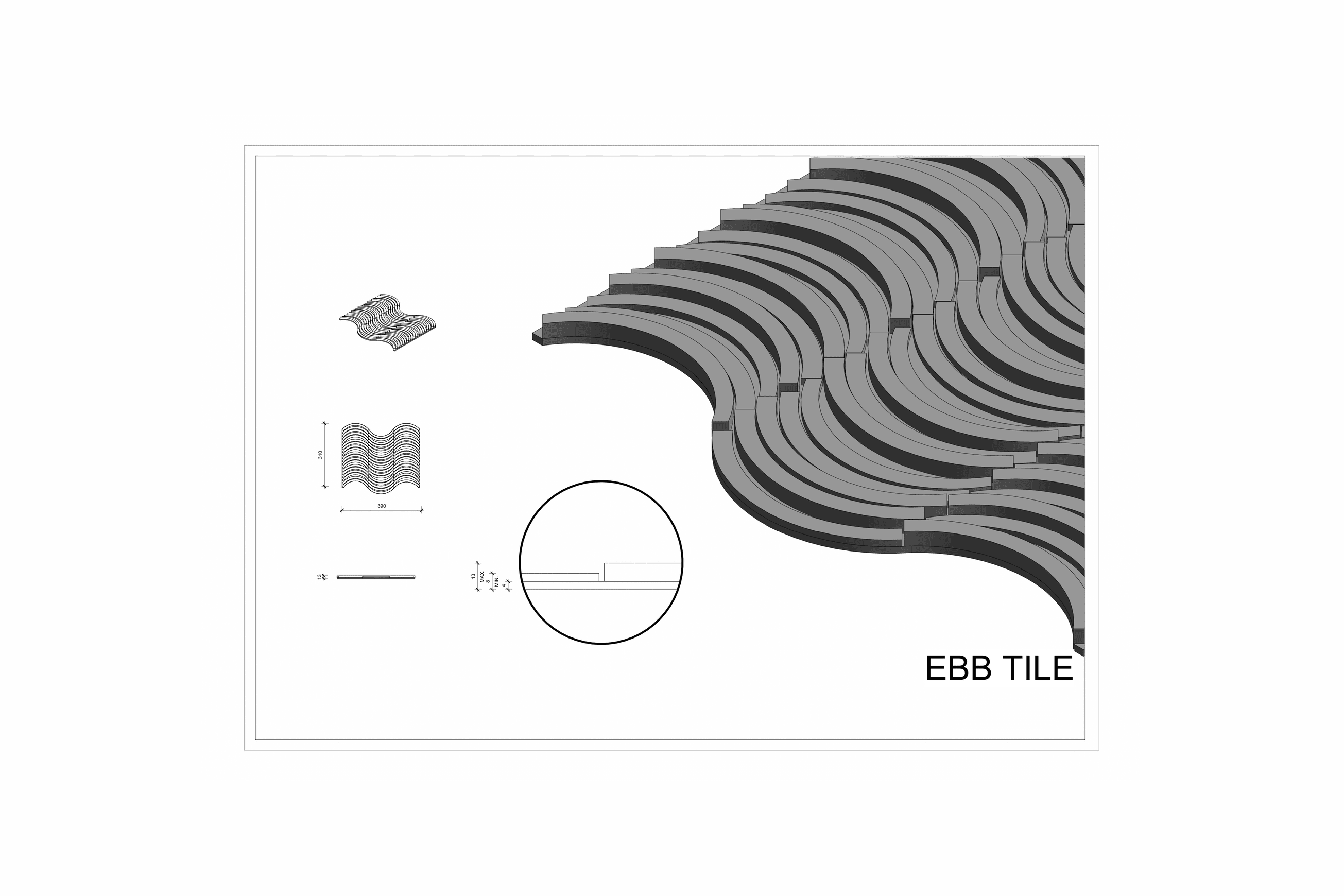 Roctex EBB Tile 3D Wall Panel dimensions