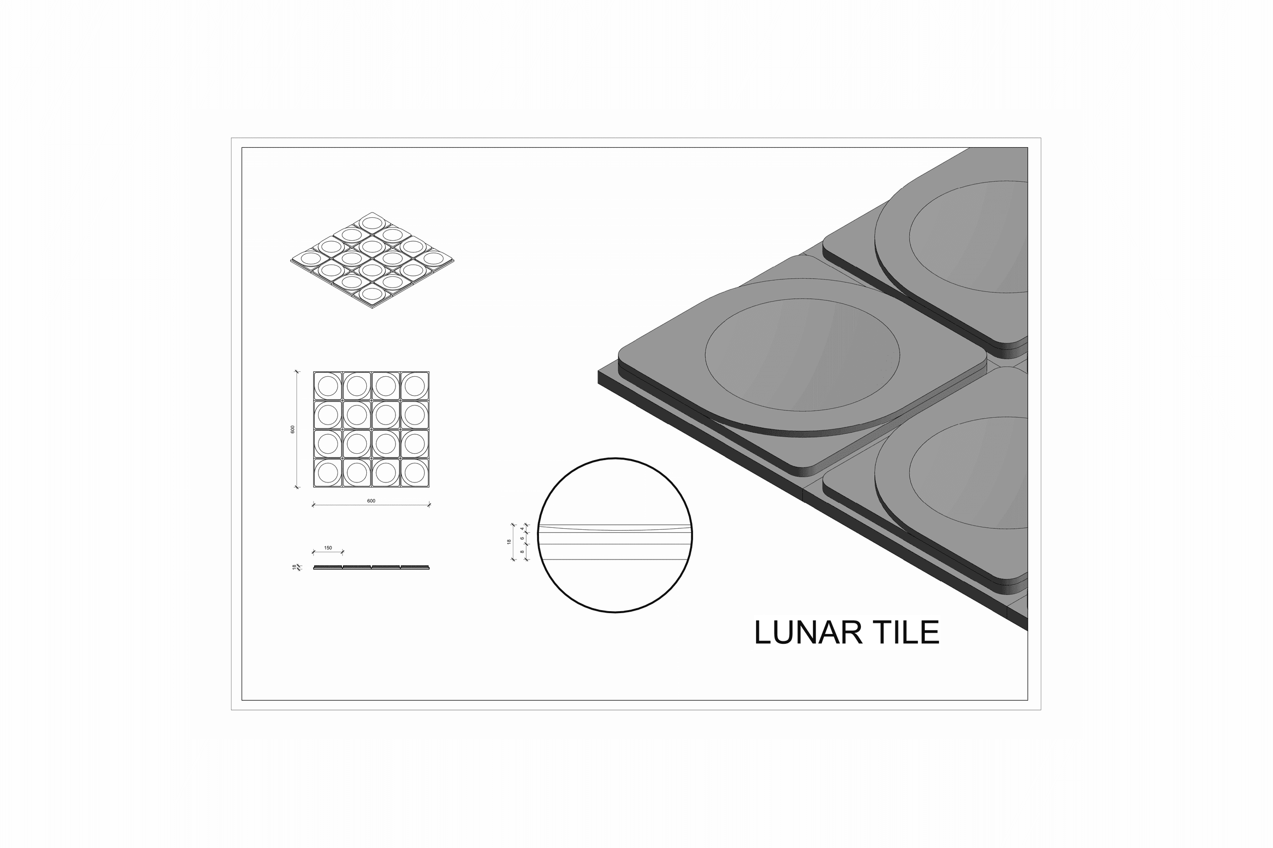 Roctex Lunar Tile 3D Wall Panel dimensions