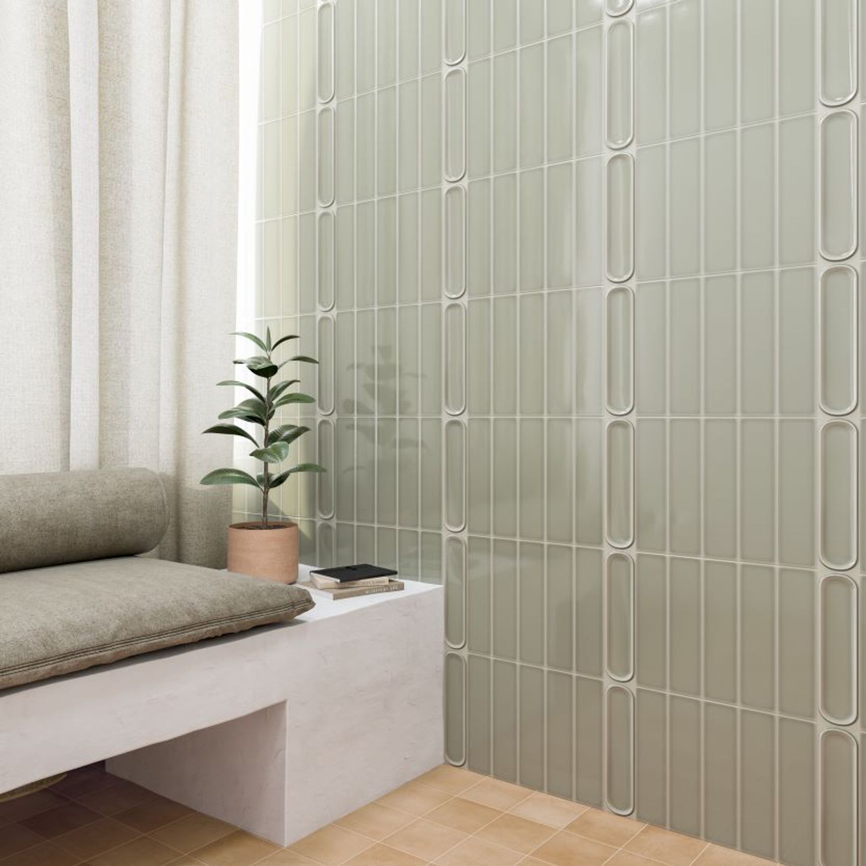 Aquarelle O Mint Grey Wall Tiles
