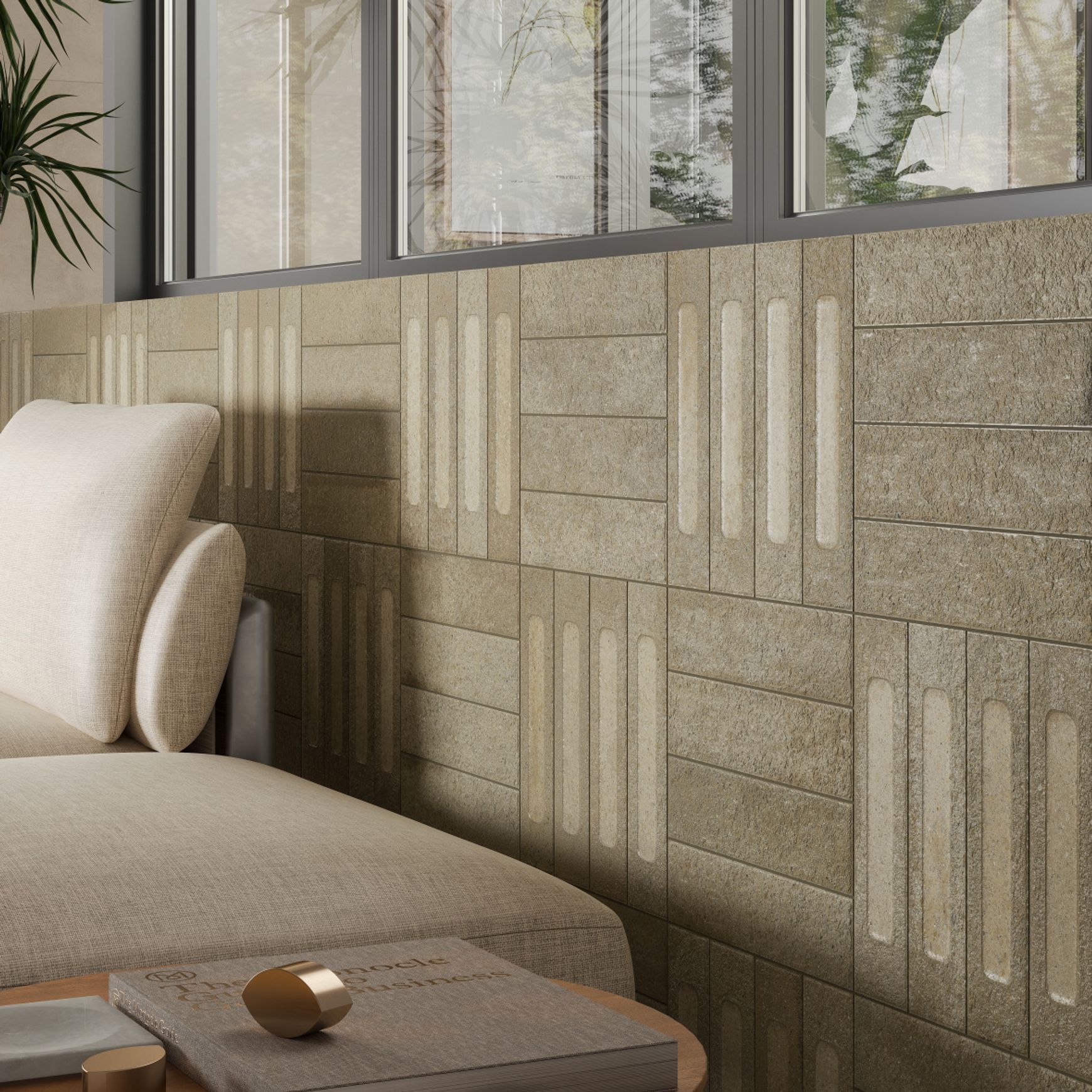 Cinder Brick Basil 3D | Perini Tiles