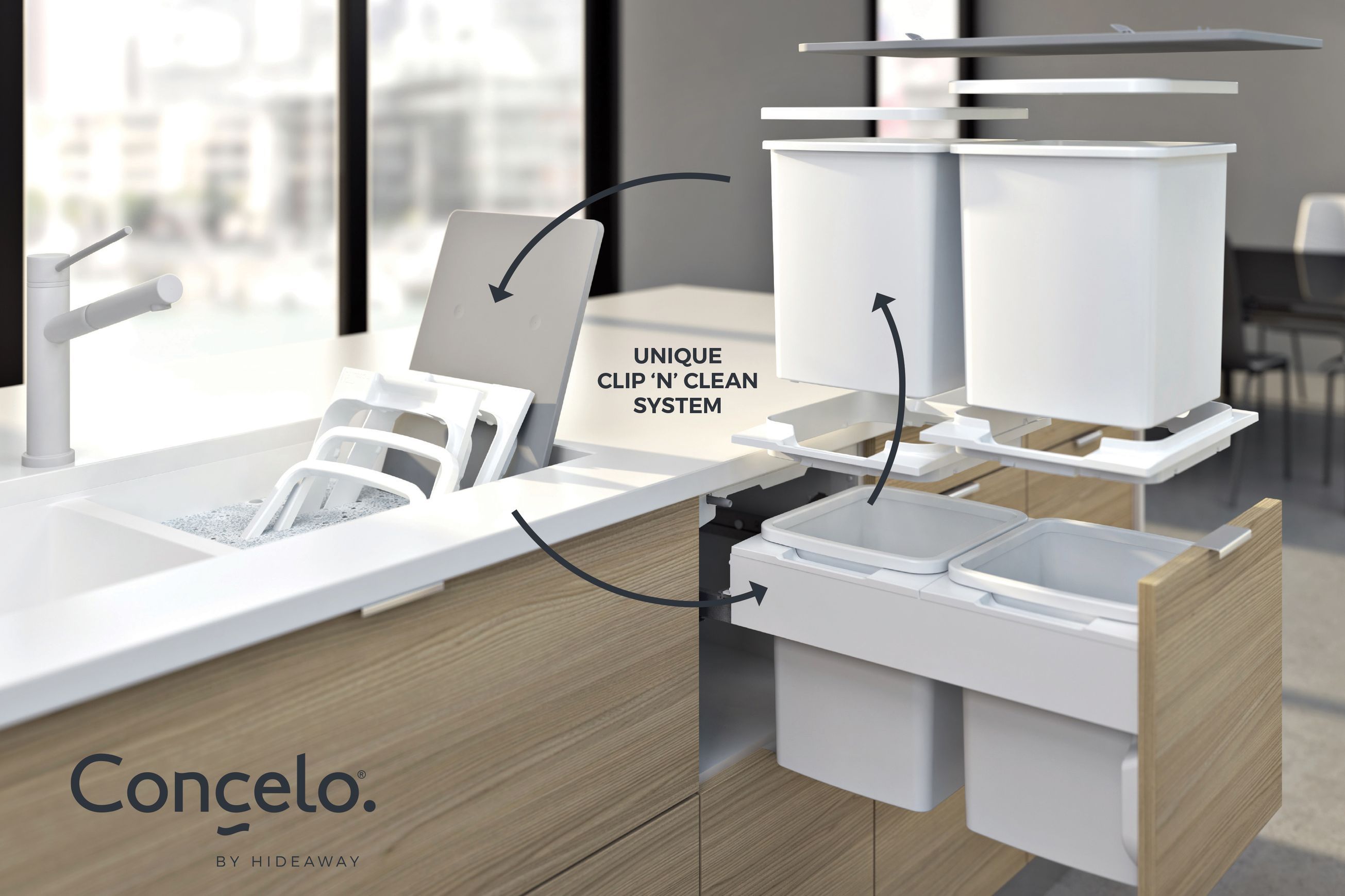 Concelo 1 x 35L Bucket | Door Pull | White
