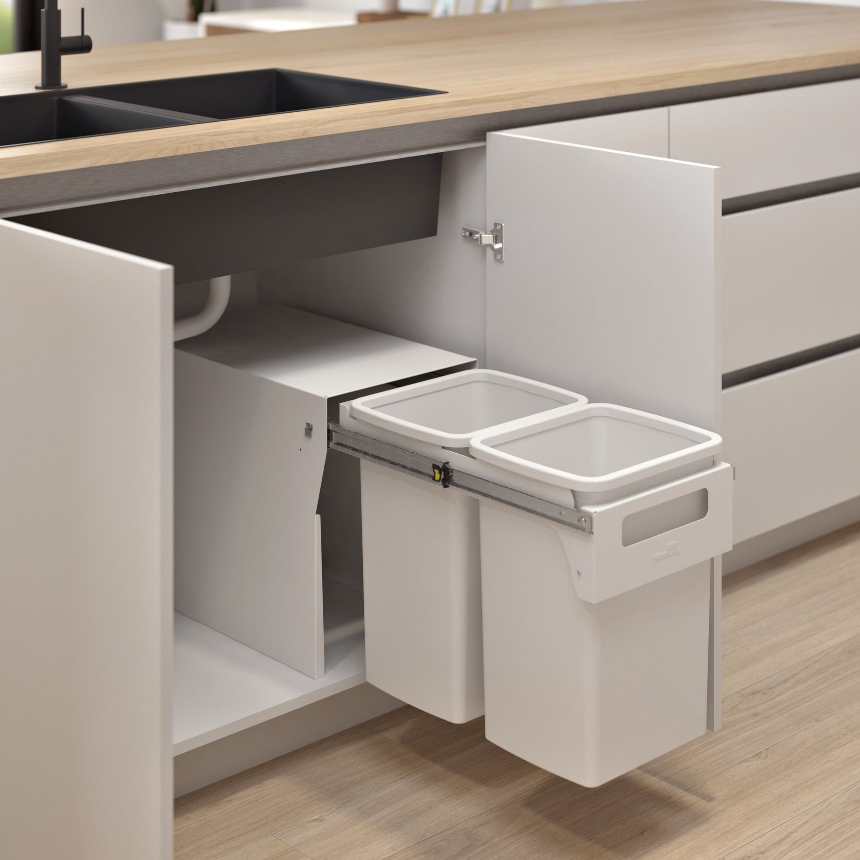 Compact Floor Mount 2 x 20L | Handle Pull | White