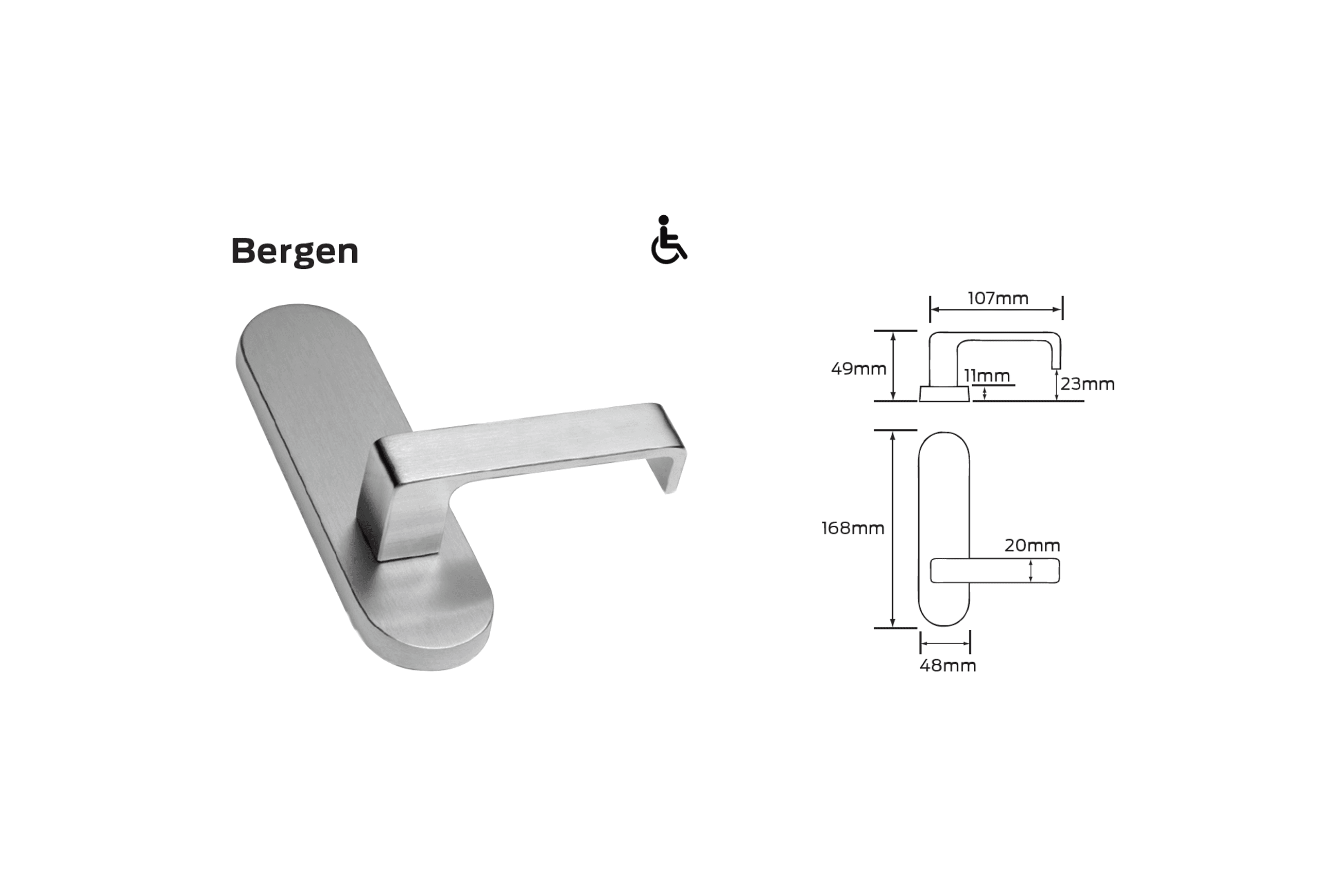 Legge 500 Series Bergen (B) Door Furniture