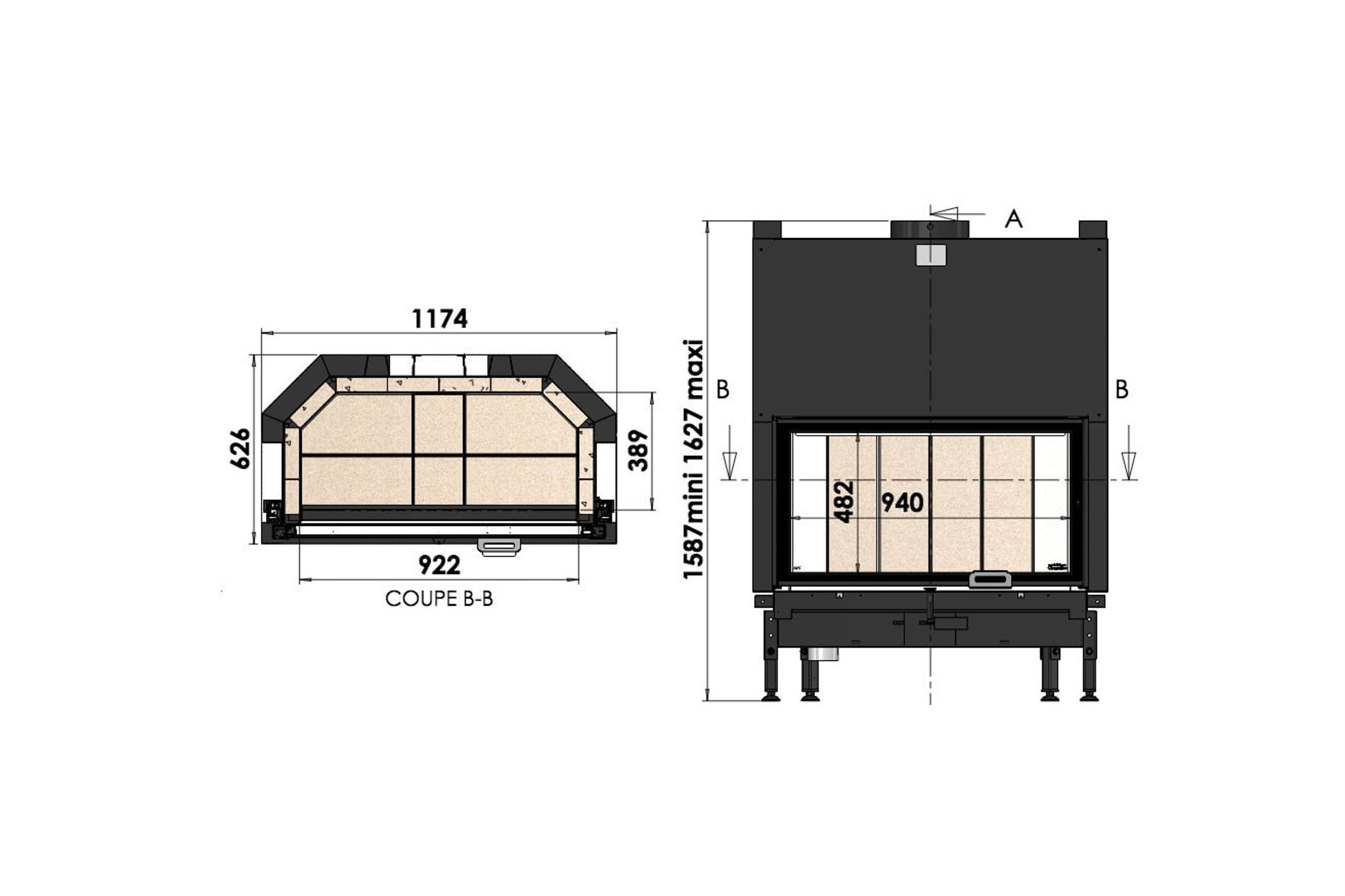 Cheminee Chazelles Designer D1200 Wood Fireplace