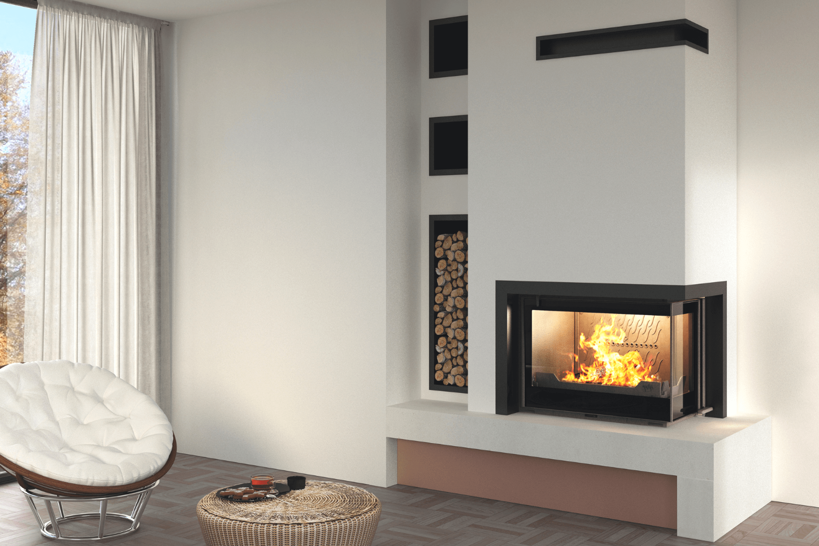 Seguin Europa 7 VL Cheminee - Black Glass & Swing Door