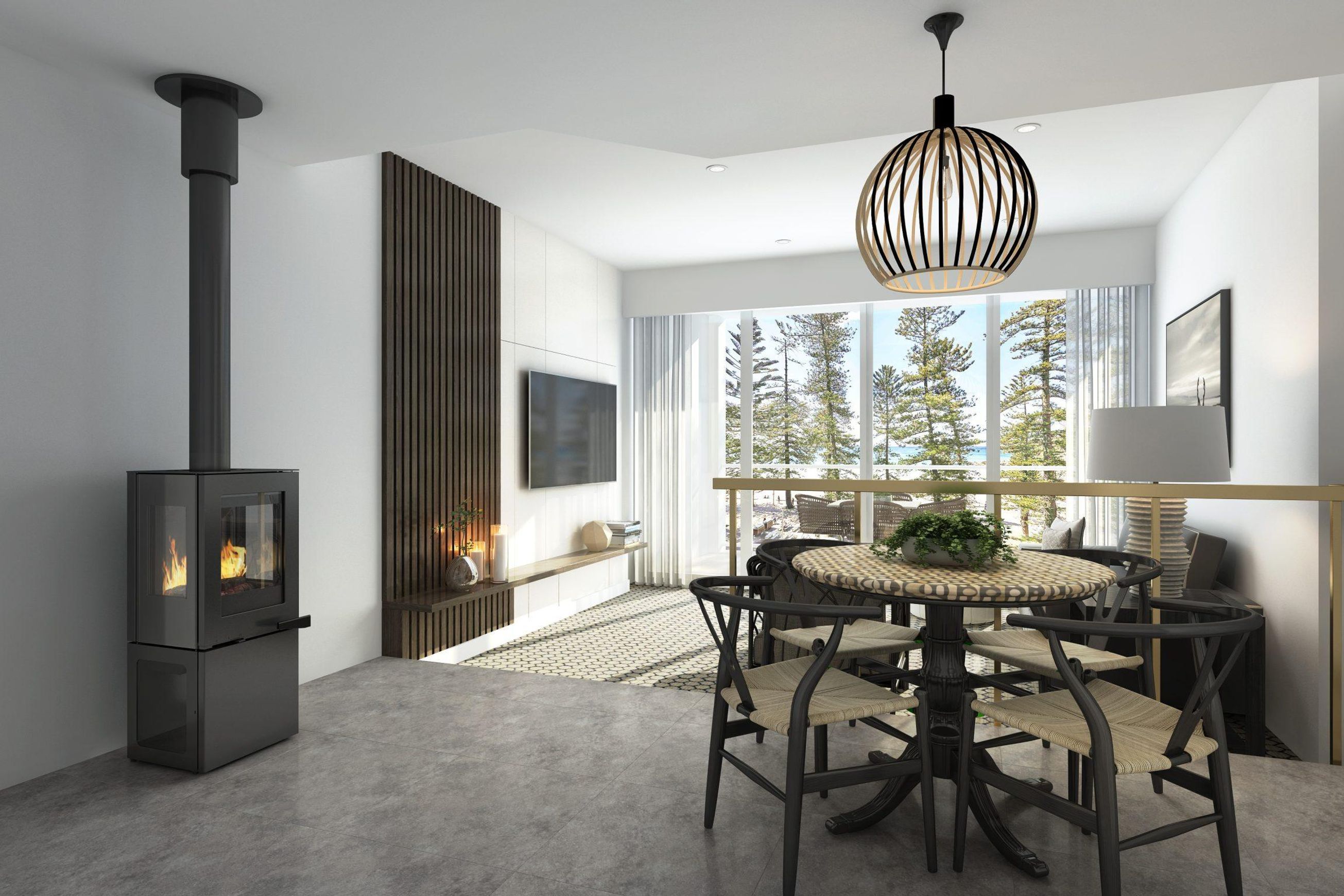 Visionline Pera Freestanding 3 x Sided Wood Fireplace
