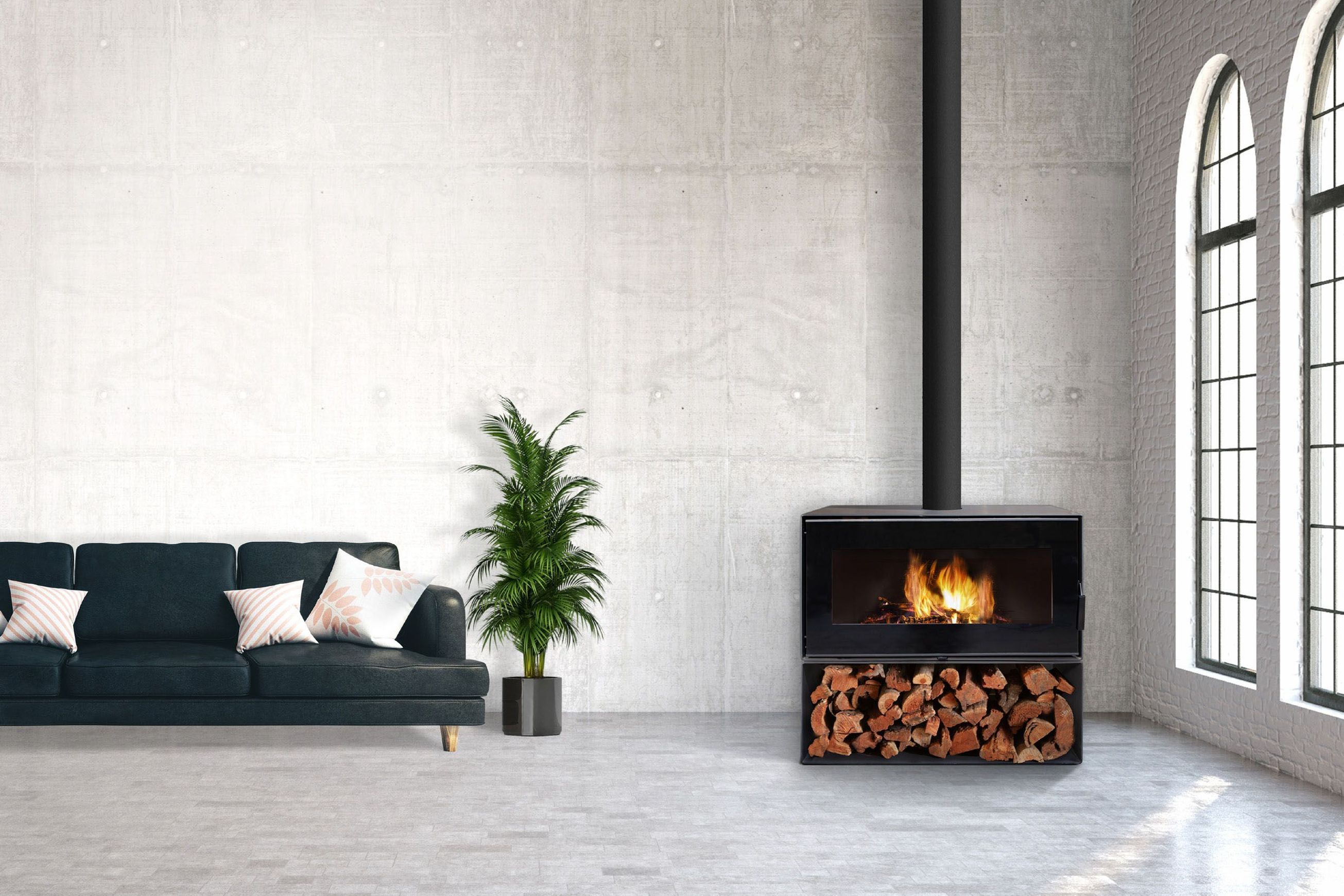 Visionline Taurus Single-Sided Freestanding Wood Fire