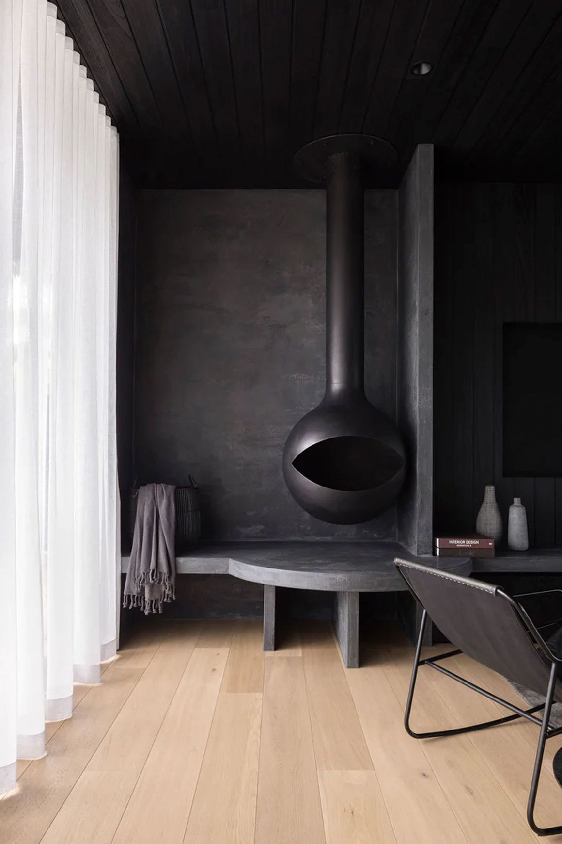Zen Occhio Wood Burning Suspended Fireplace