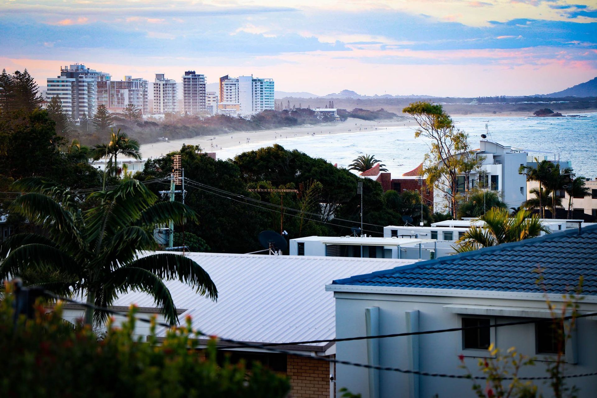 Anderson Residence - Exterior. Views across Alexandra Headland to Mooloolaba.