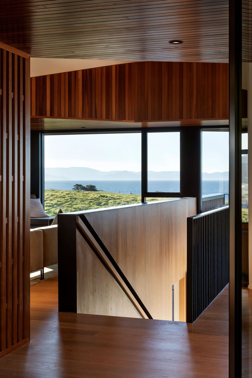 The recessed rail on the stairs is one of a number of clever details.