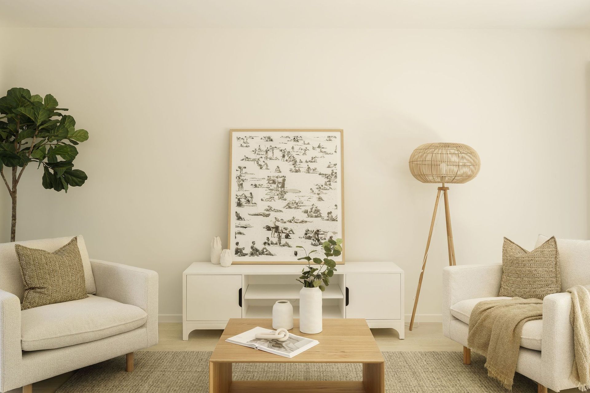 Gilbert Residence - Living Room. Living area with artwork and soft furnishings.