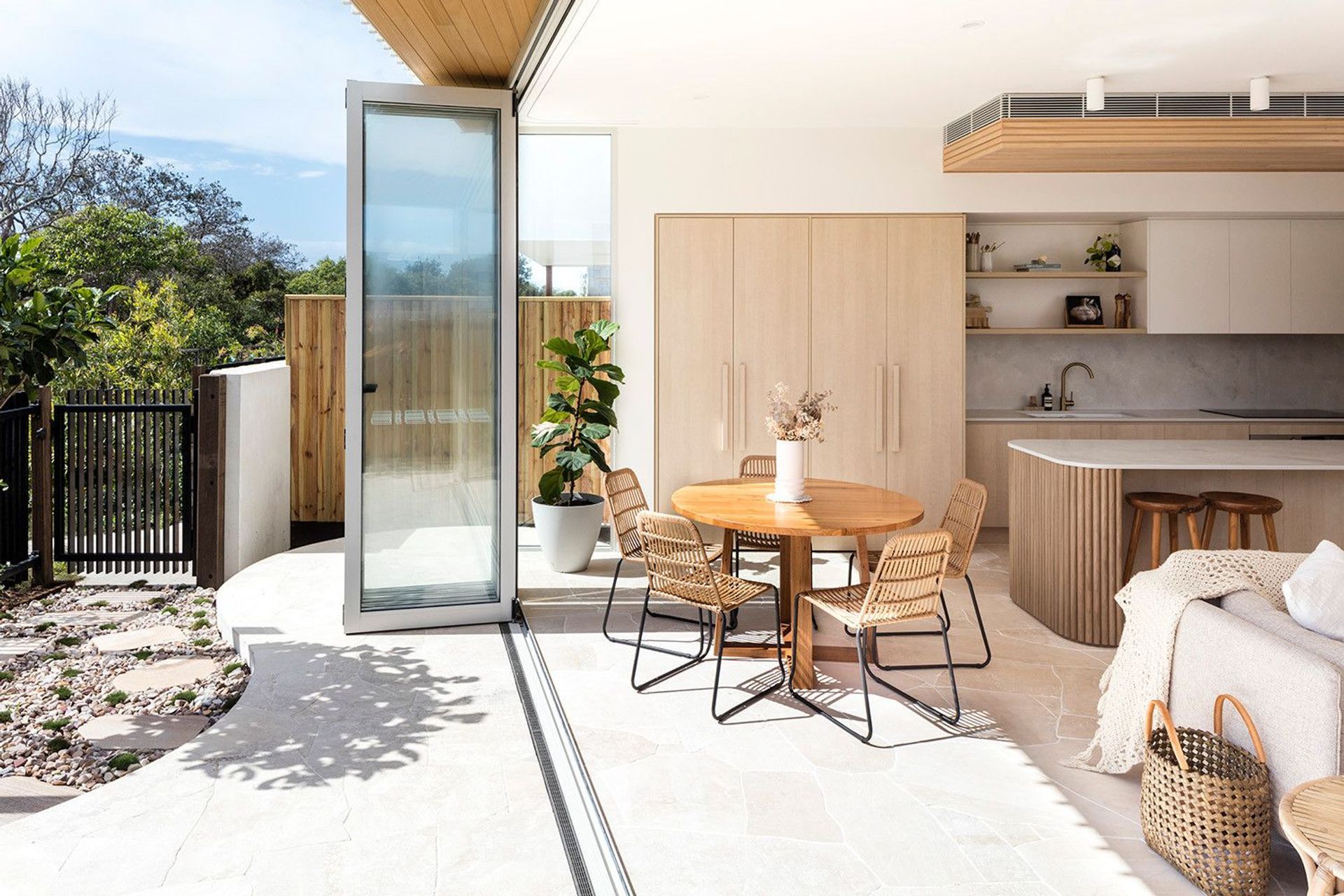 Viner Residence - Dining Room. Dining opening to the courtyard garden.