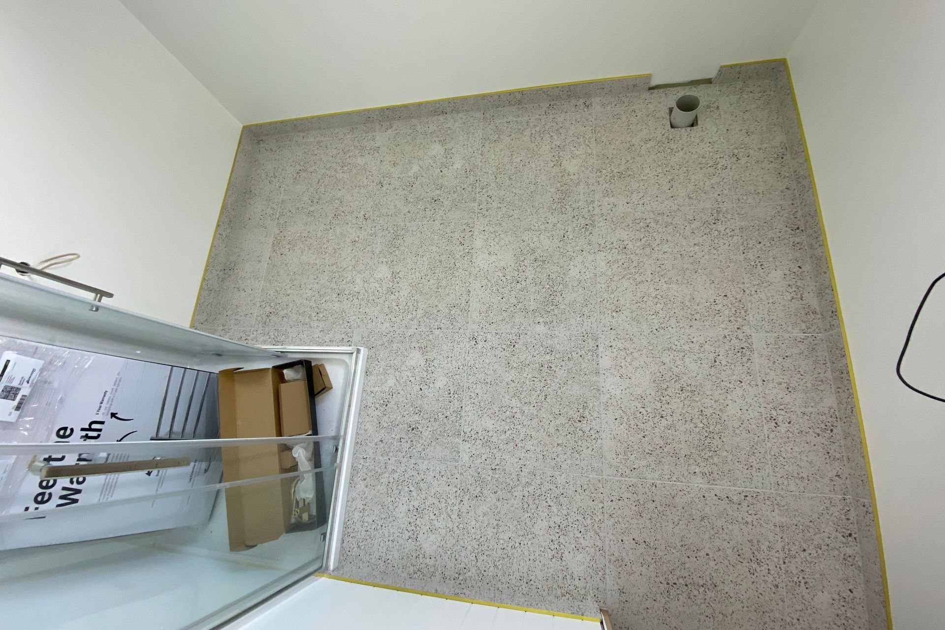 Tiled bathroom floor