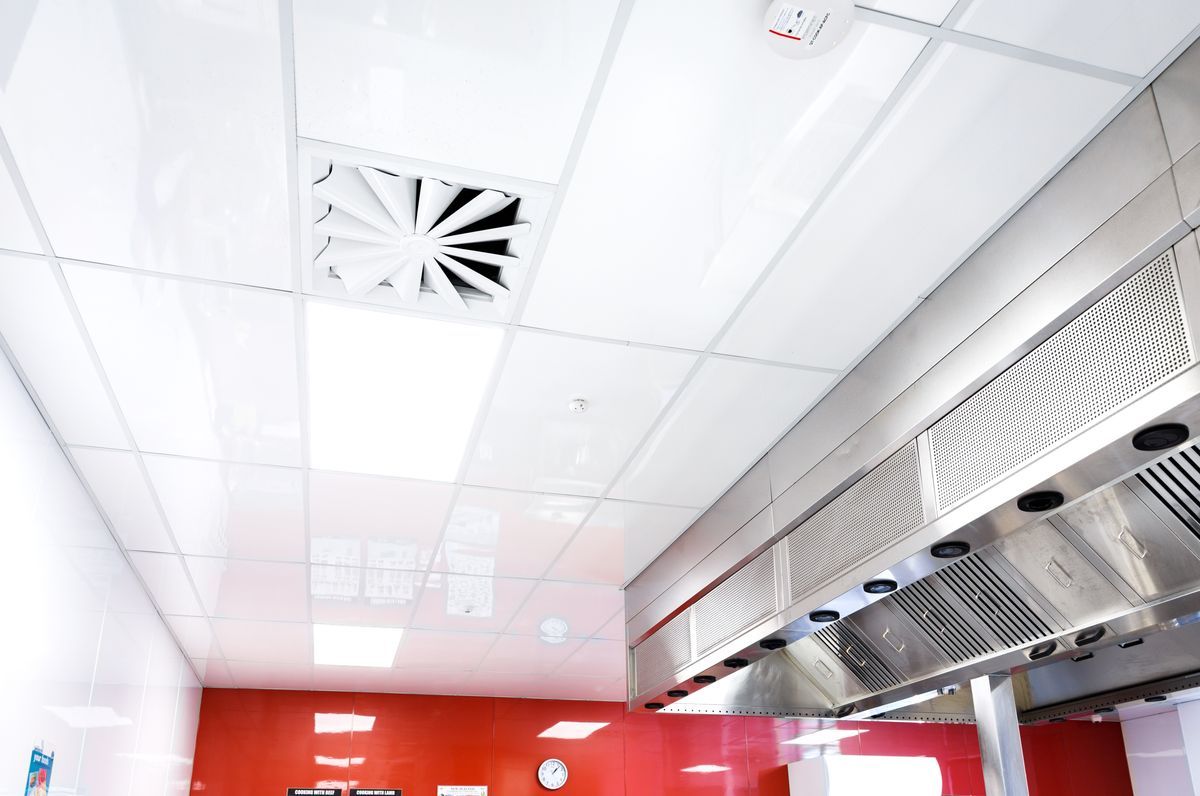 Tertiary training kitchen features hygienic ceiling tiles