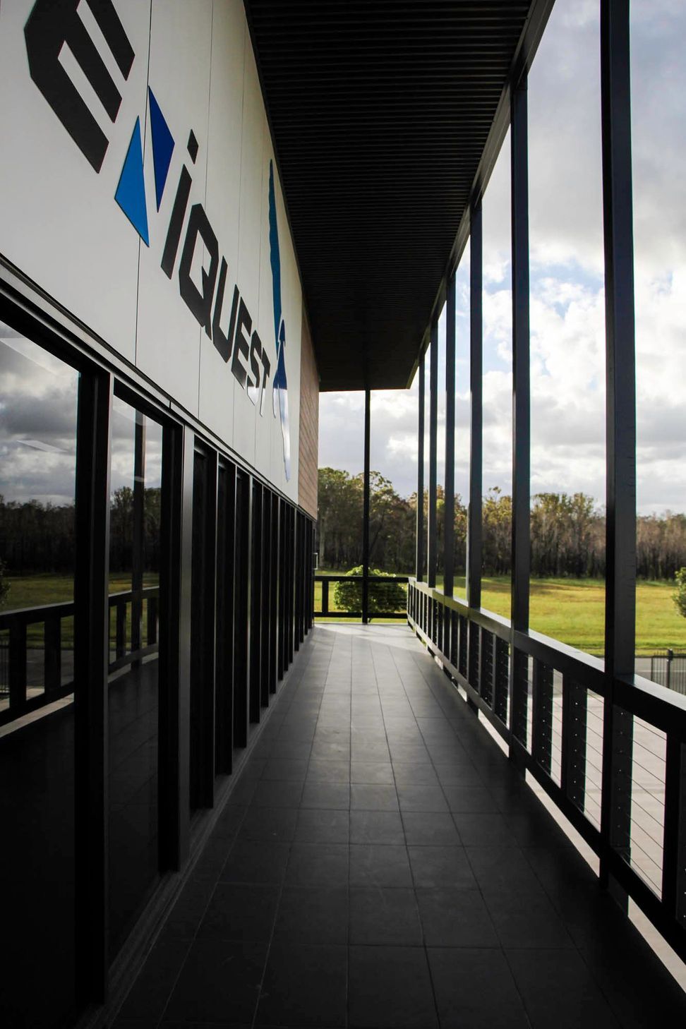 Eniquest Warehouse - Balcony. Office balcony overlooking the surrounding paddocks.
