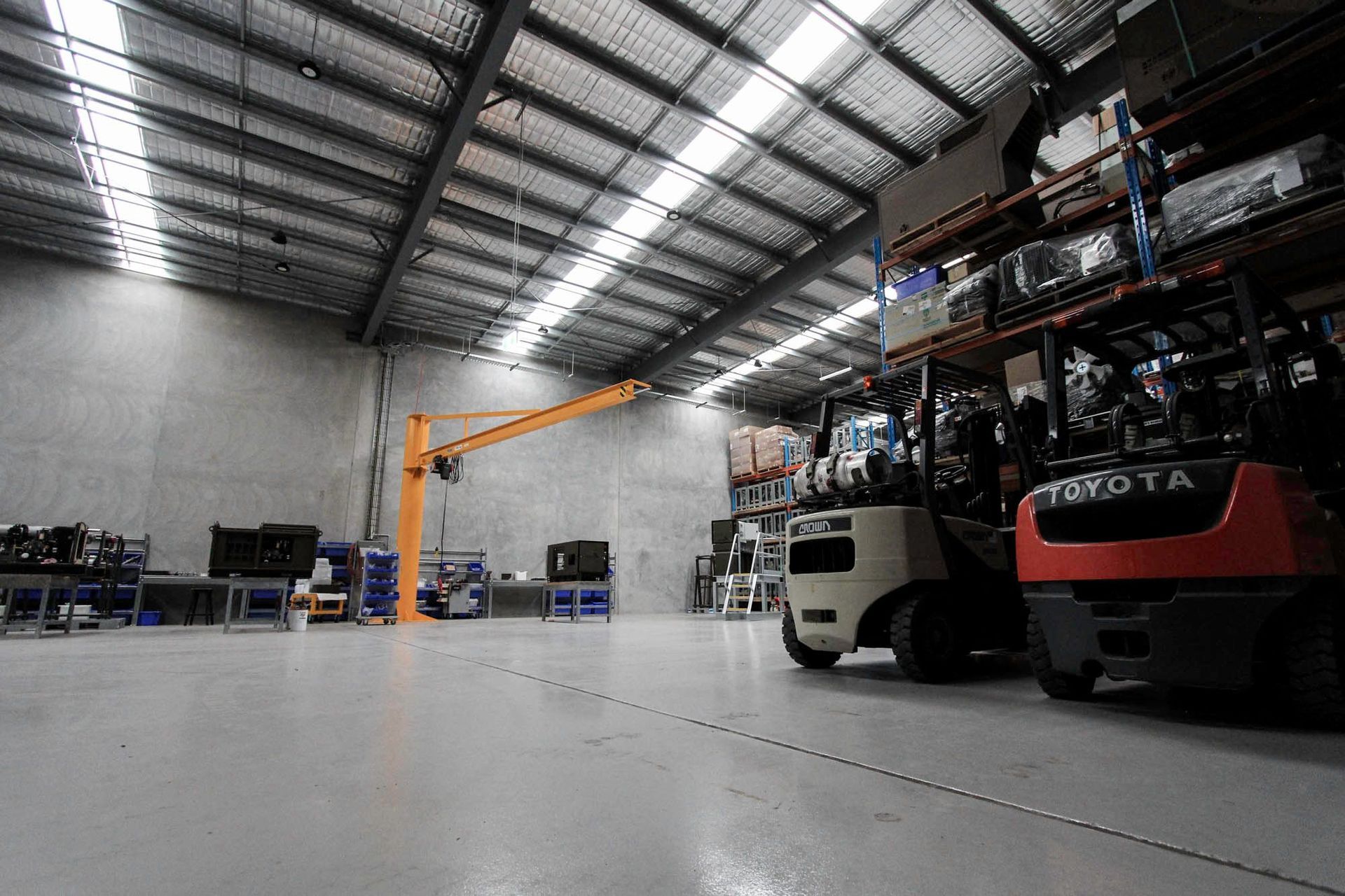 Eniquest Warehouse - Warehouse. Forklift and racking in the warehouse.