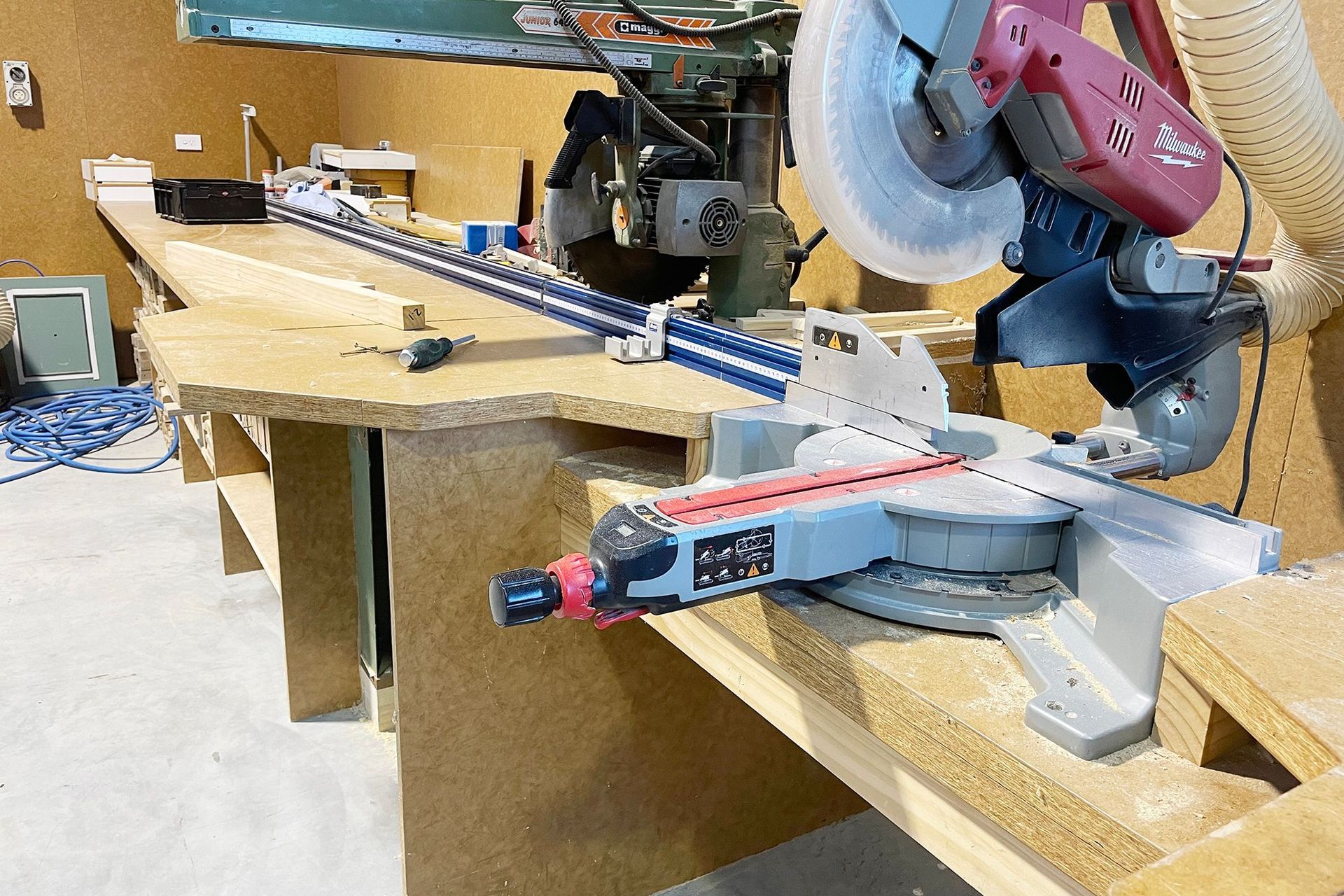 Triboard wall lining and saw bench