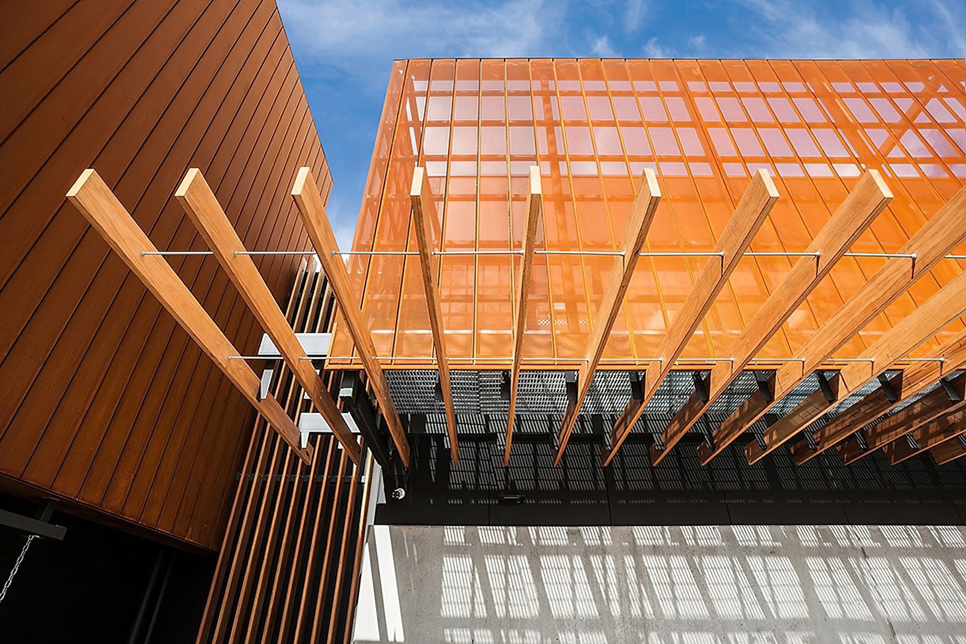 ##Mernda Police Station, Vic - Custom Perforated Corten &amp; Pvdf Satin Black Aluminium