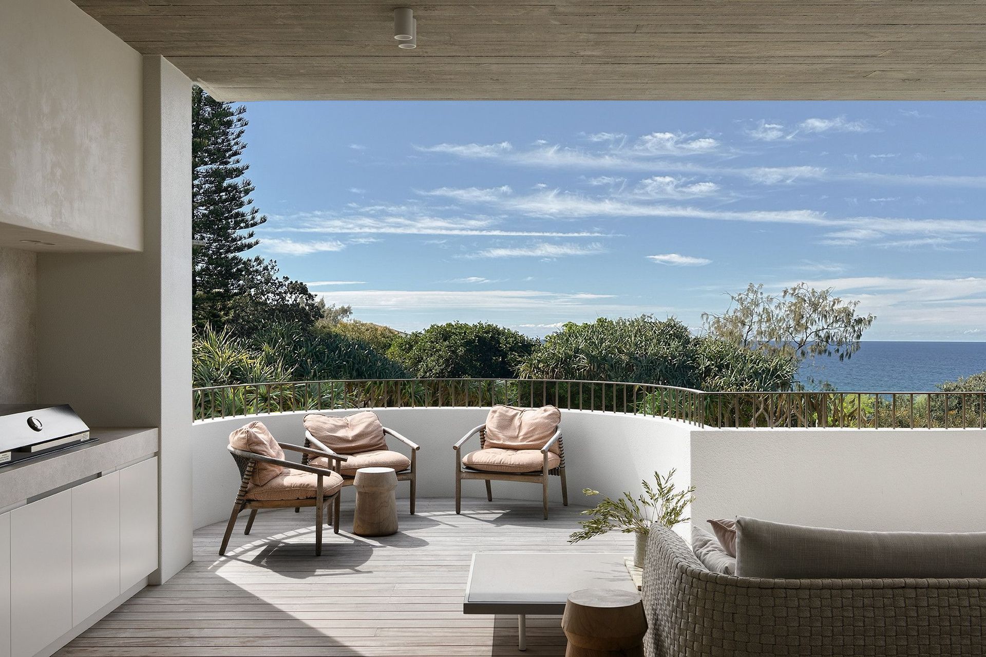 Villa Solare - Patio. Upper terrace with lounge chairs and coastal views.