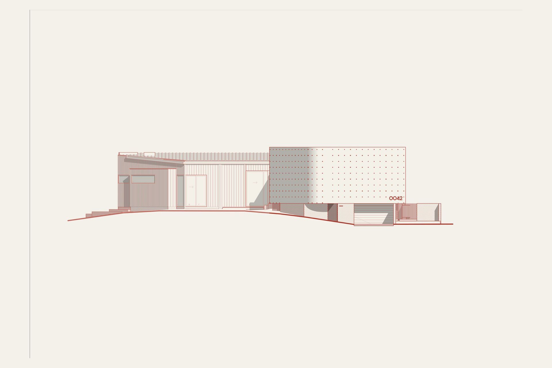 0042 Residence - Elevation. Elevation drawing of the home.