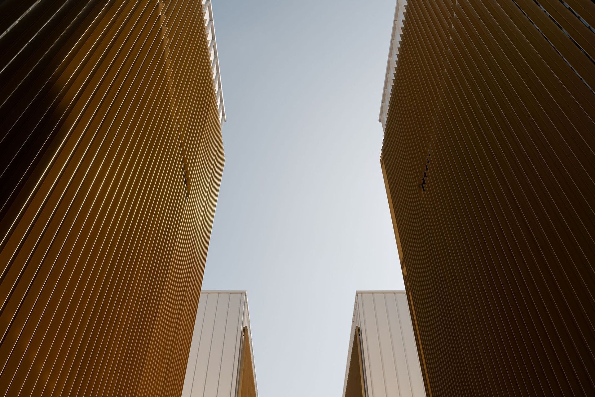 The Smith - Exterior. Timber screens framing a slice of sky.