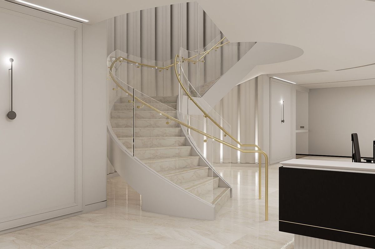 Fashion House - Beautiful Bent Glass Staircase