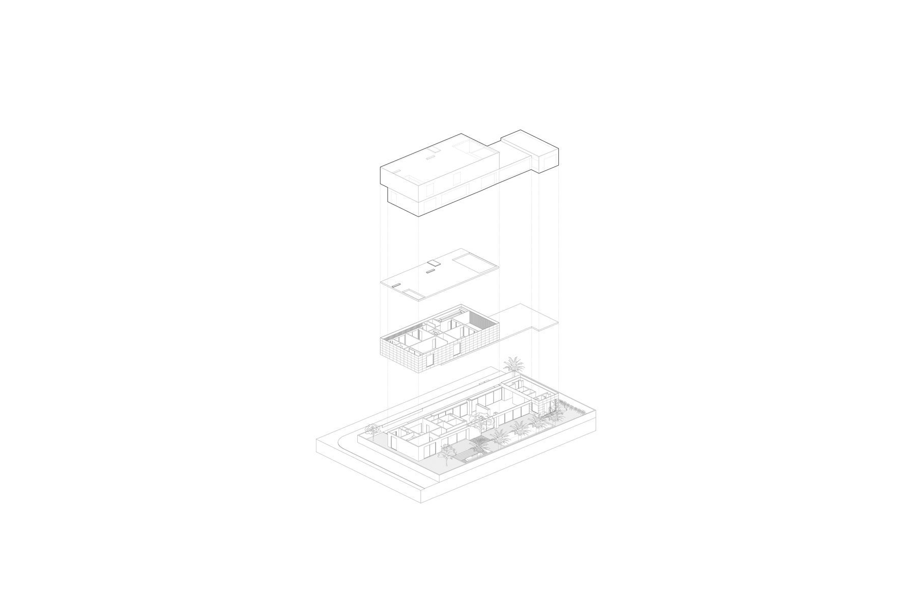 The two-level plan is elongated to make the most of the rectangular lot while maximizing a connection with the landscape.