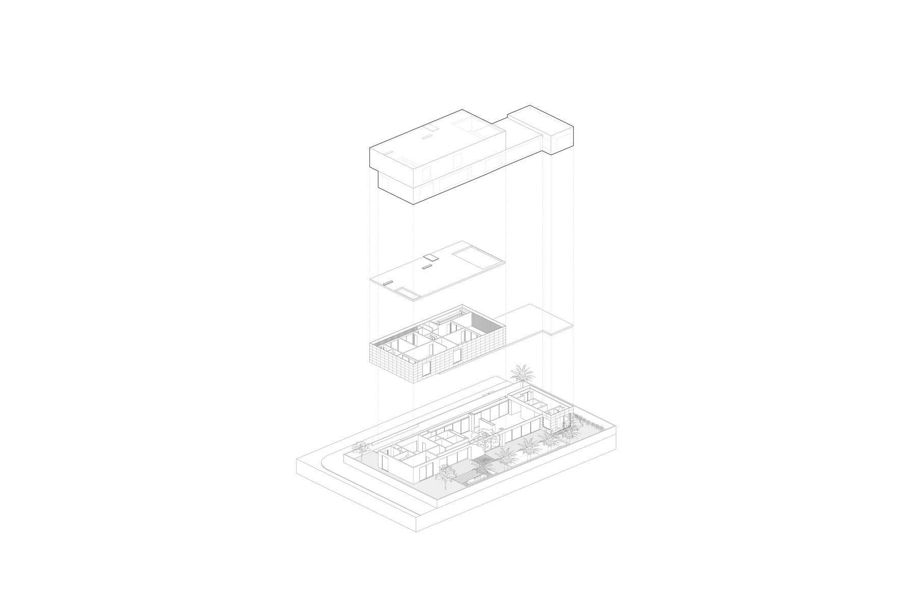 The two-level plan is elongated to make the most of the rectangular lot while maximizing a connection with the landscape.