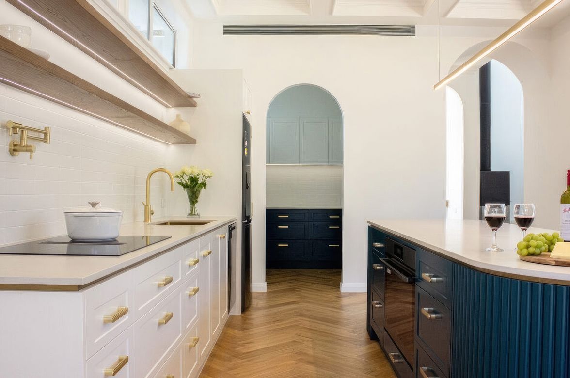 Curved Reeded Kitchen - Warrawee
