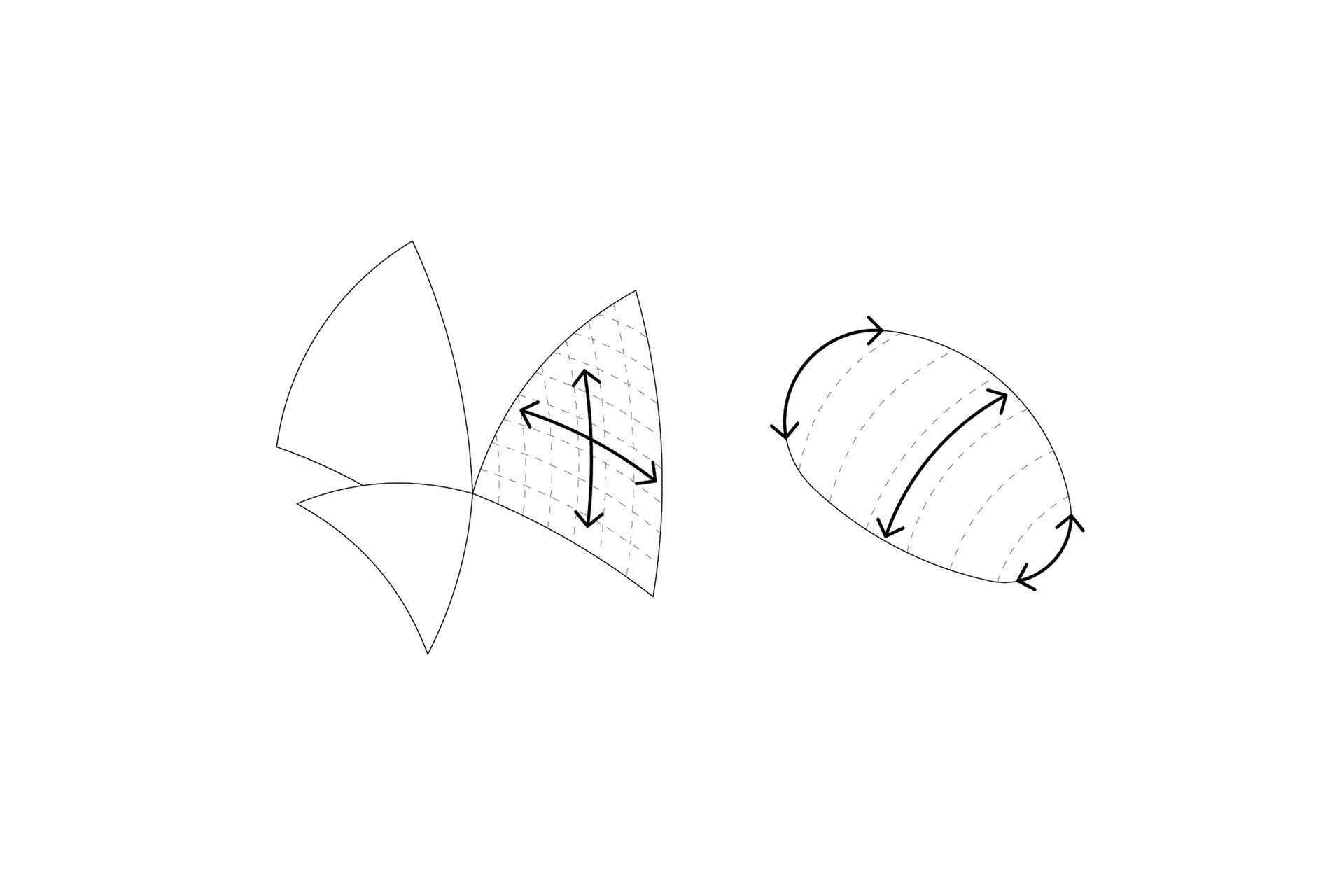 Complex curvature is common to the existing building and proposed entry pavilion.