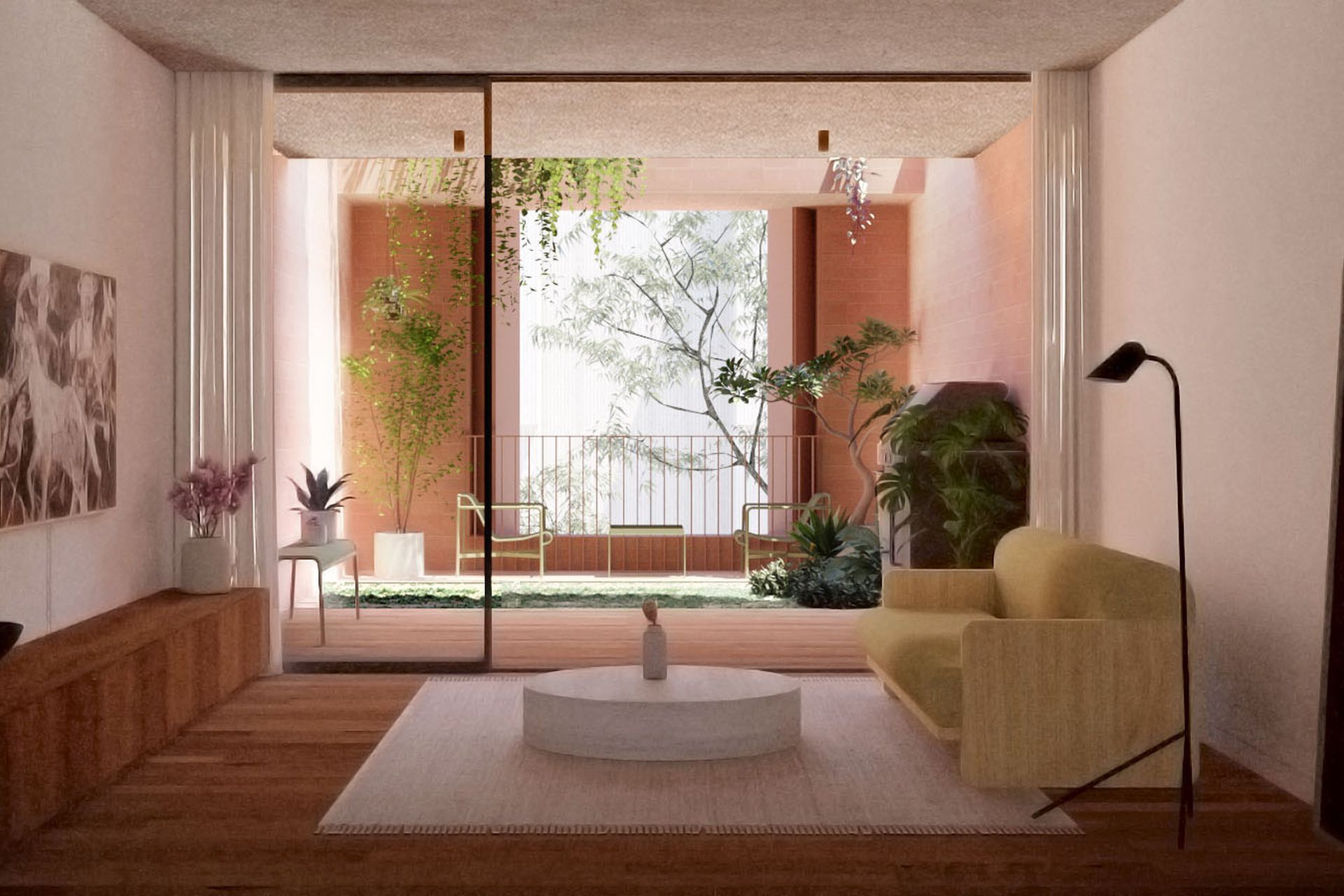 Apartment interior - opening onto privacy garden.