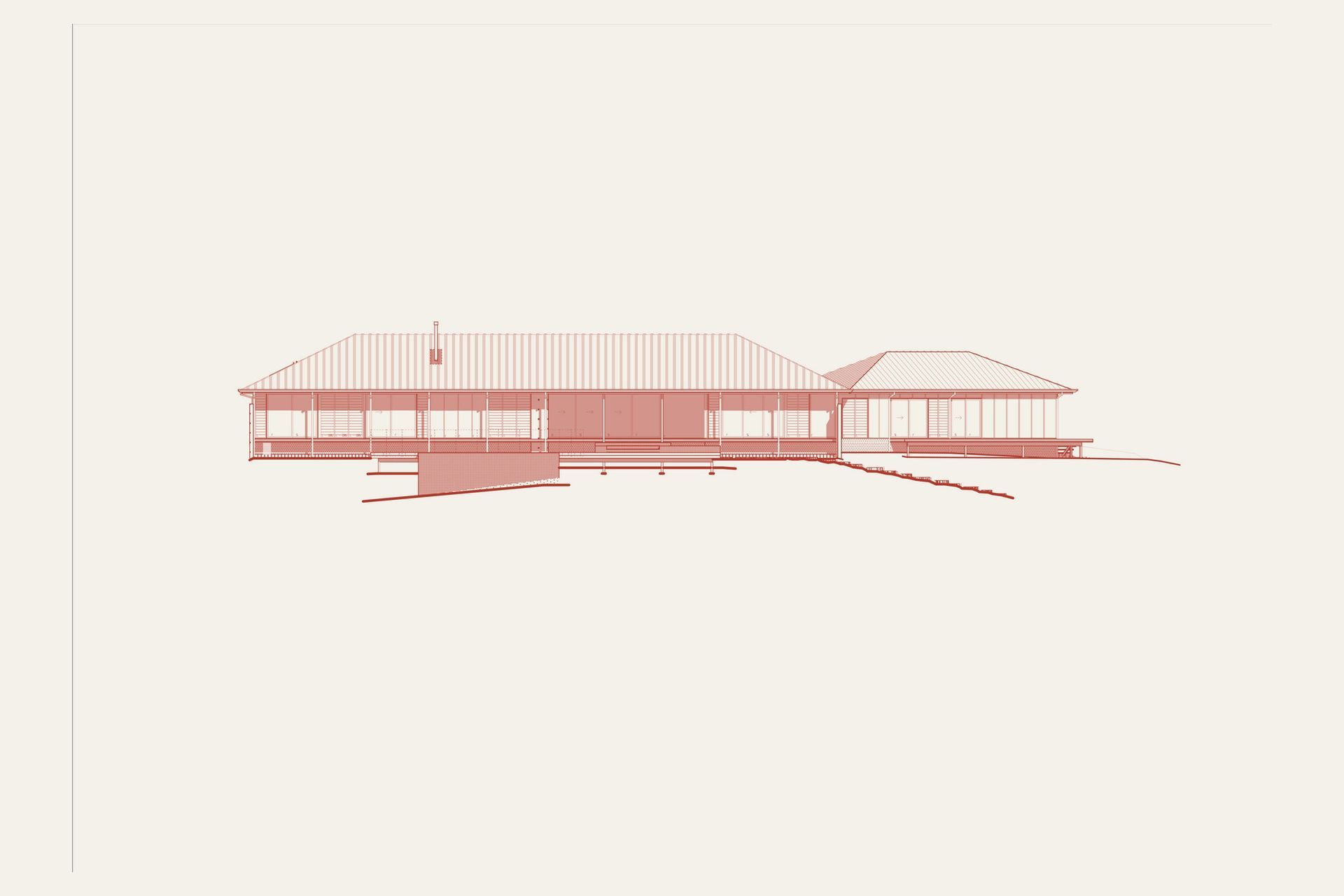 Watson Residence - Elevation. Elevation drawing of the pavilion home.