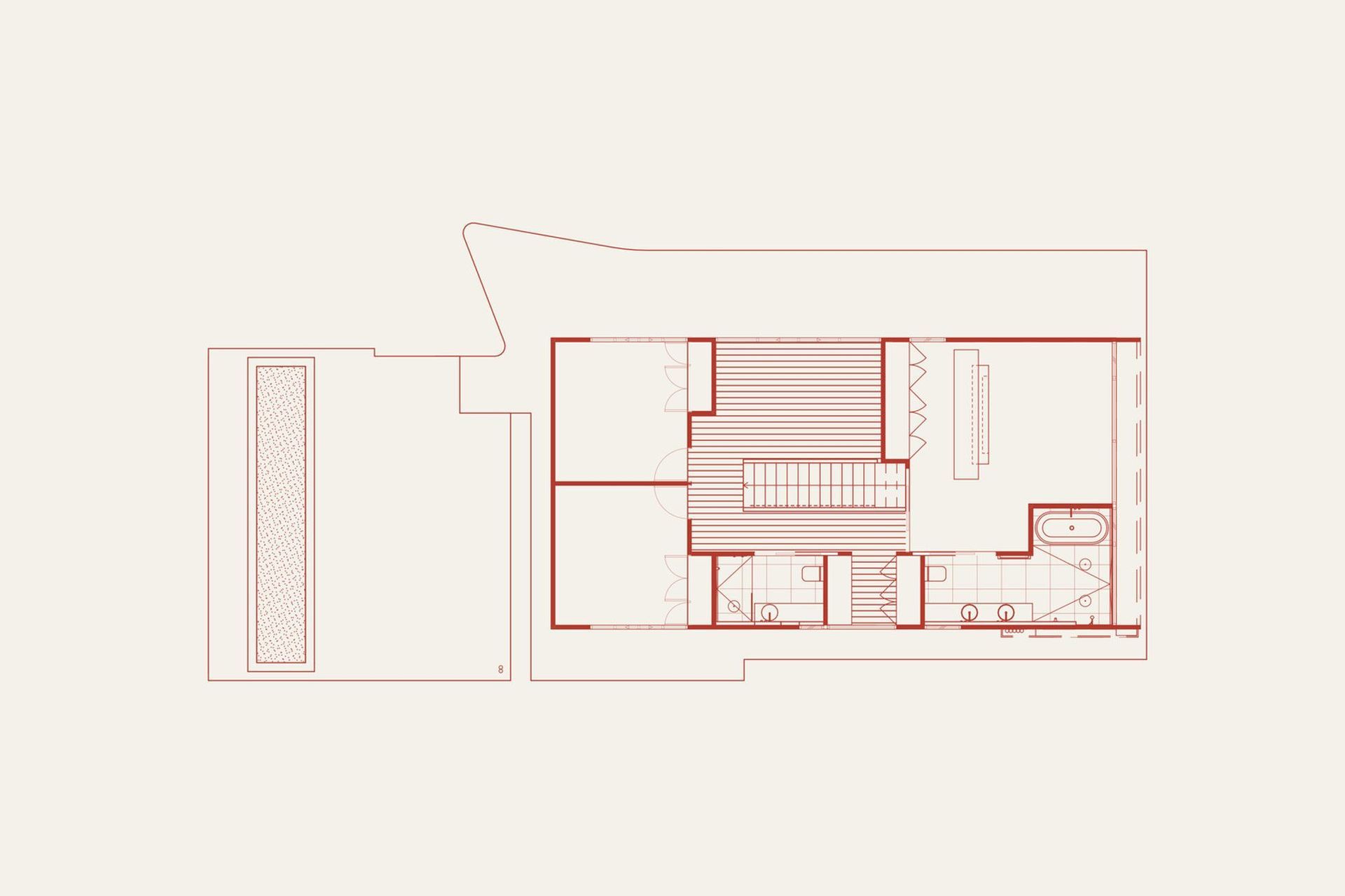 Wildflower Residence - Floor Plan. Upper floor plan.