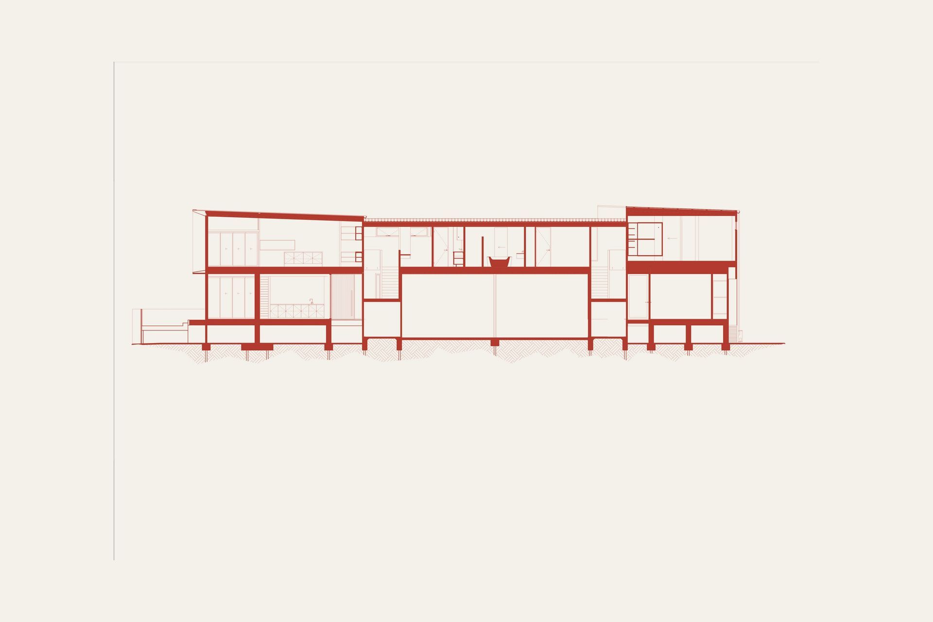 Kruger Residence - Section. Section drawing through the home.