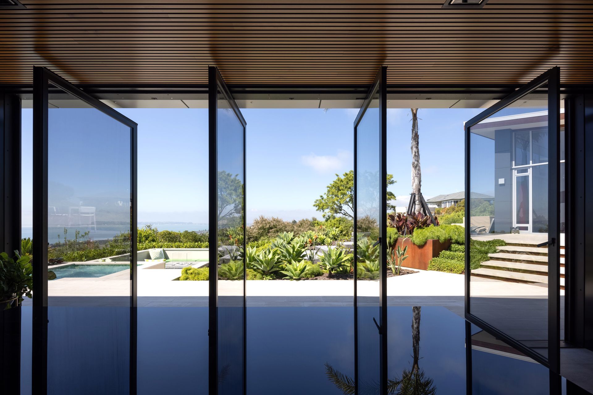 Bay view pool house