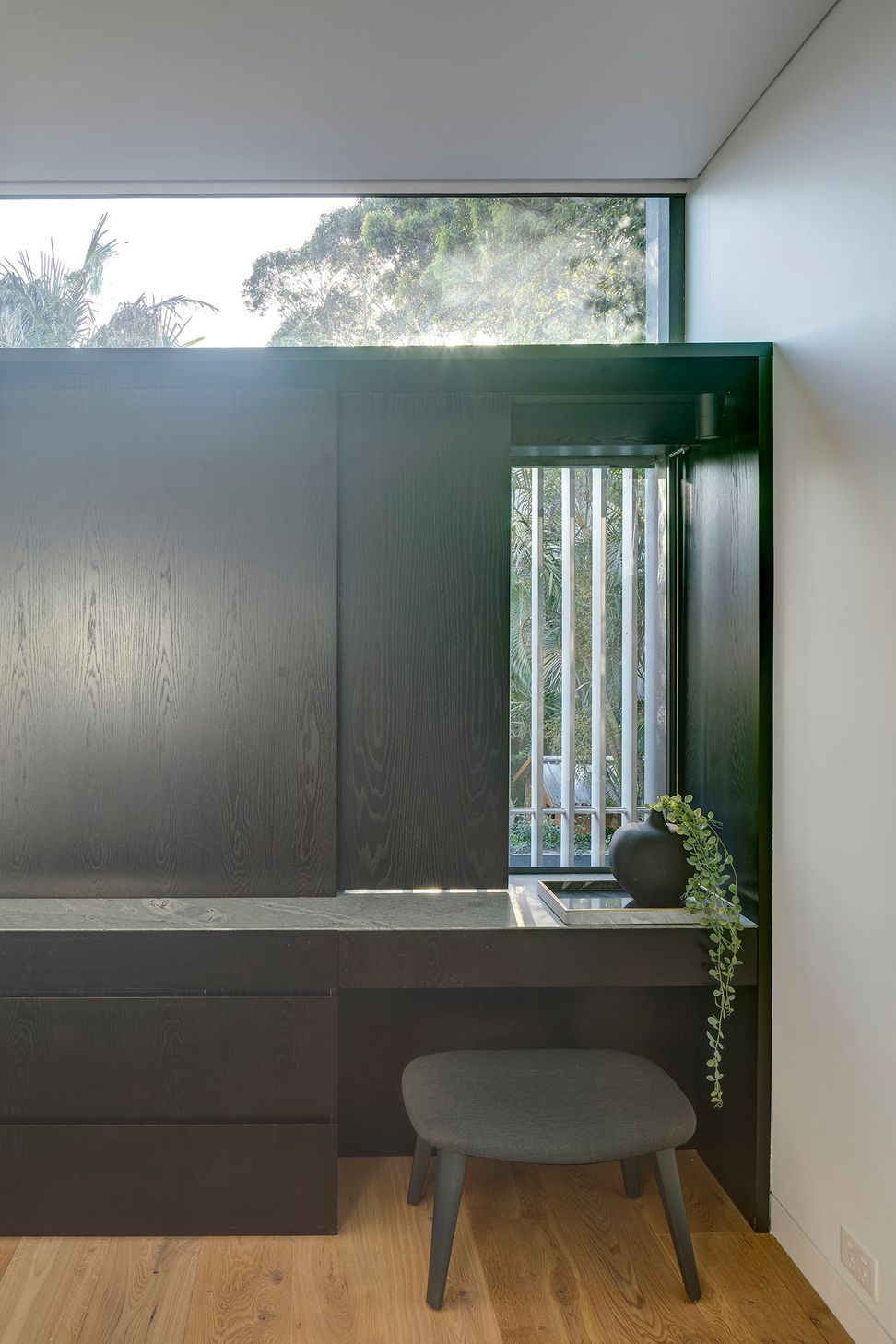 Layering is utilised to provide privacy and a sense of control of interior conditions.