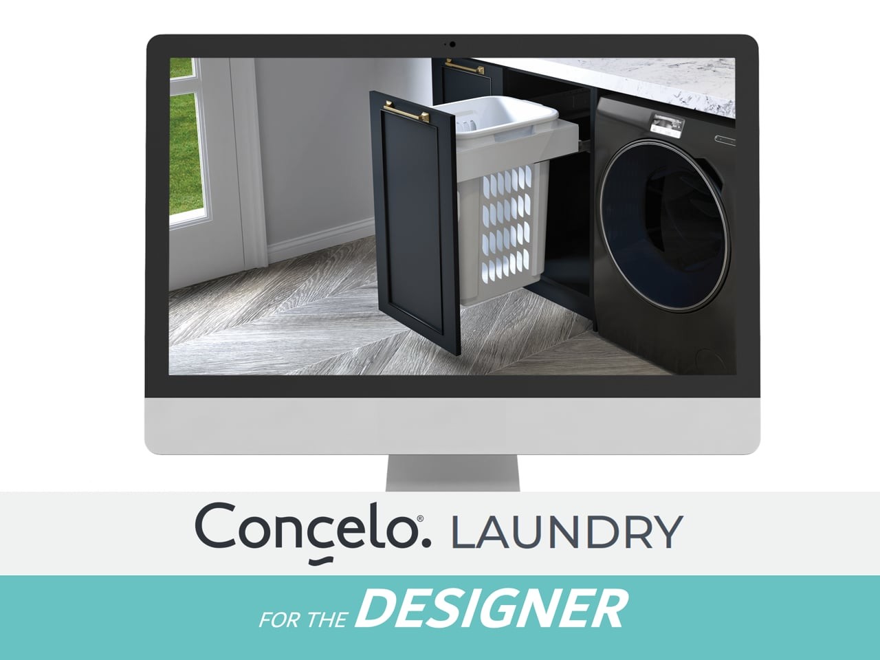 Concelo 1 x 60L Laundry Hamper | Door Pull | White gallery detail image