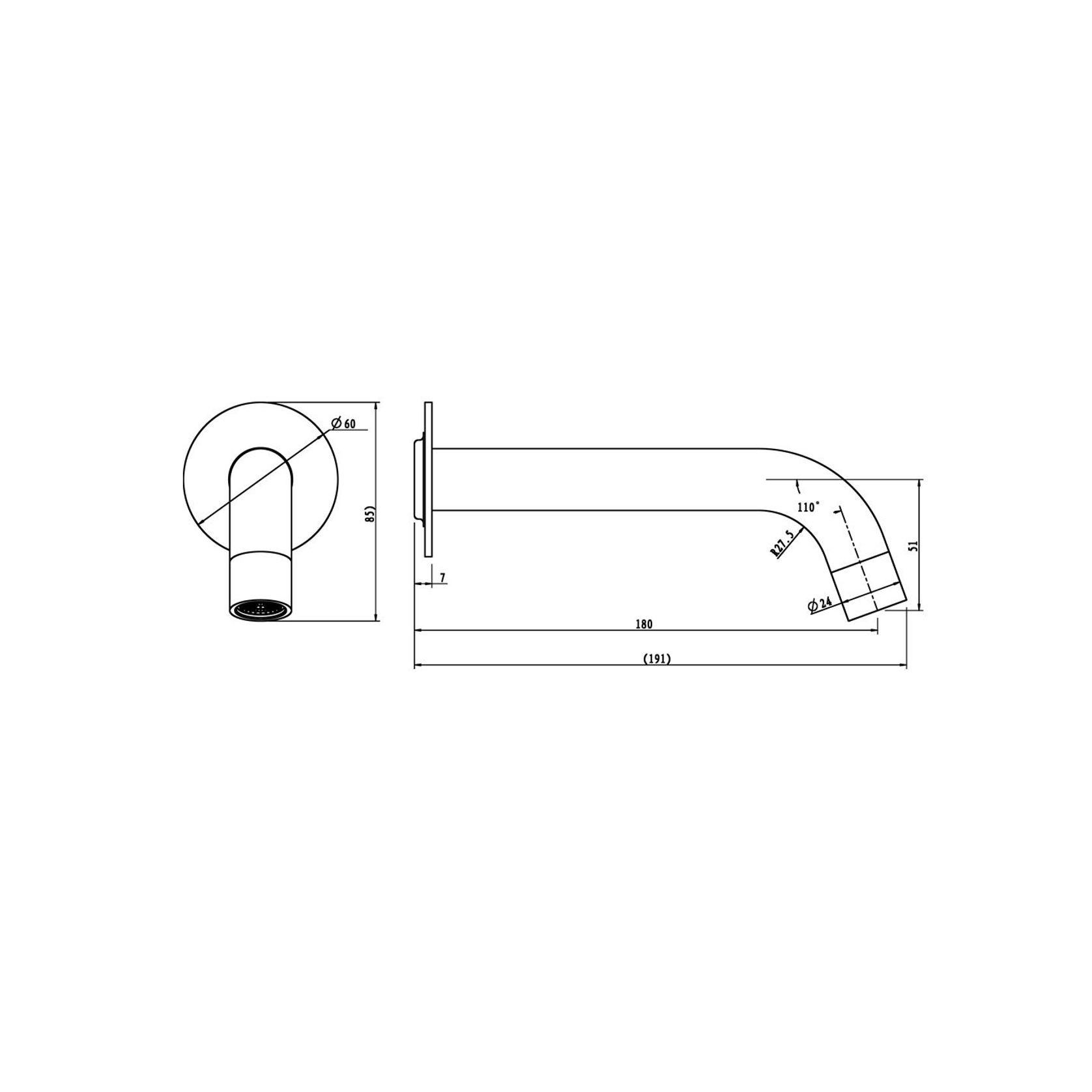 Lucid Pin Wall Spout Light Brushed Brass gallery detail image
