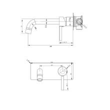 Lucid Pin Wall Mixer With Spout Brushed Brass gallery detail image