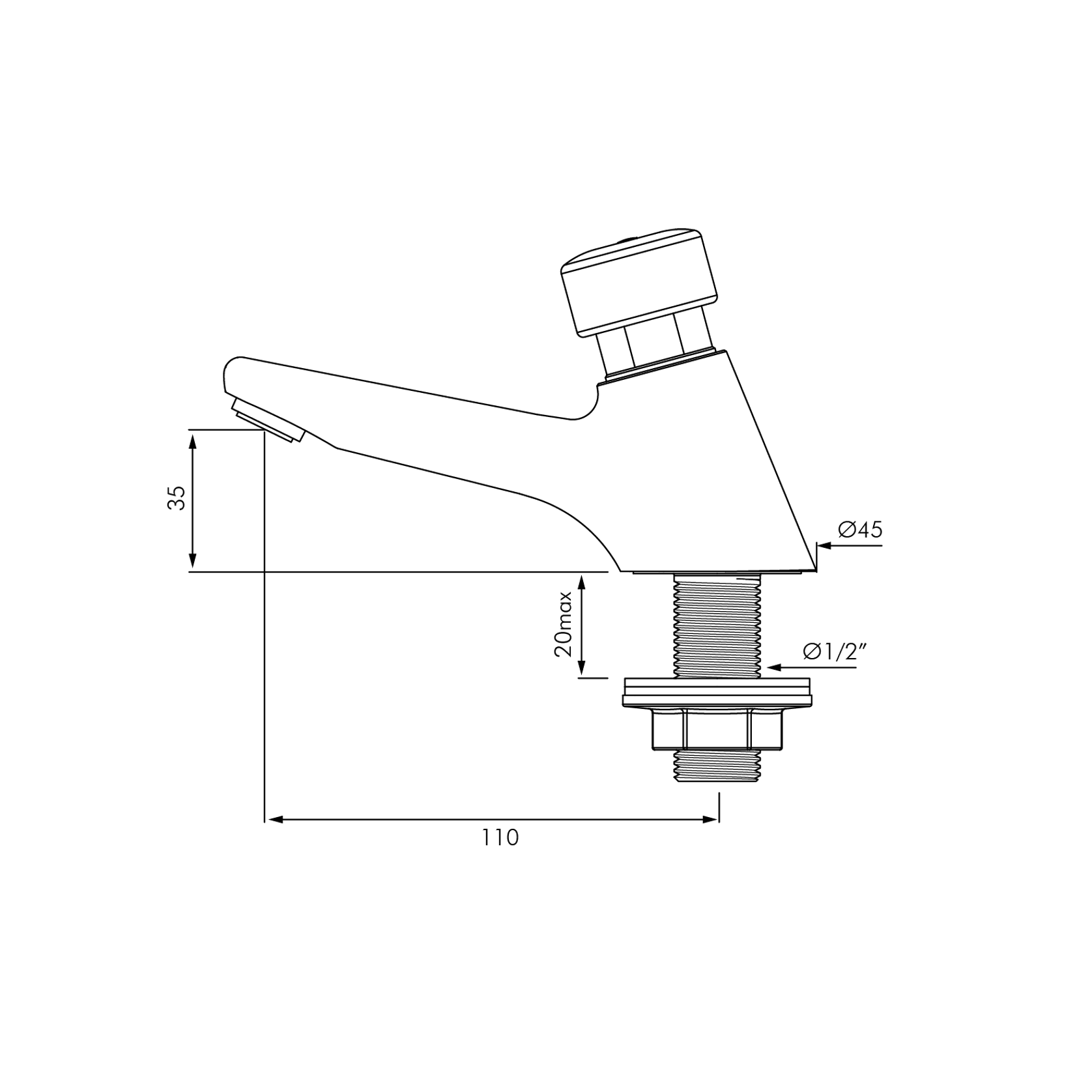 DELABIE Tempostop time flow basin tap - Lead free* gallery detail image