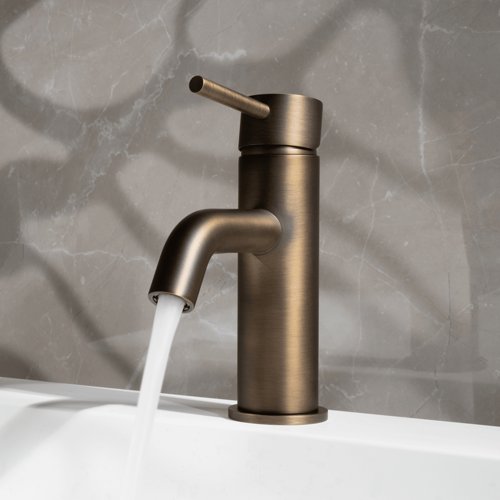 Mira Brushed Vintage Antique Brass Short Basin Mixer gallery detail image