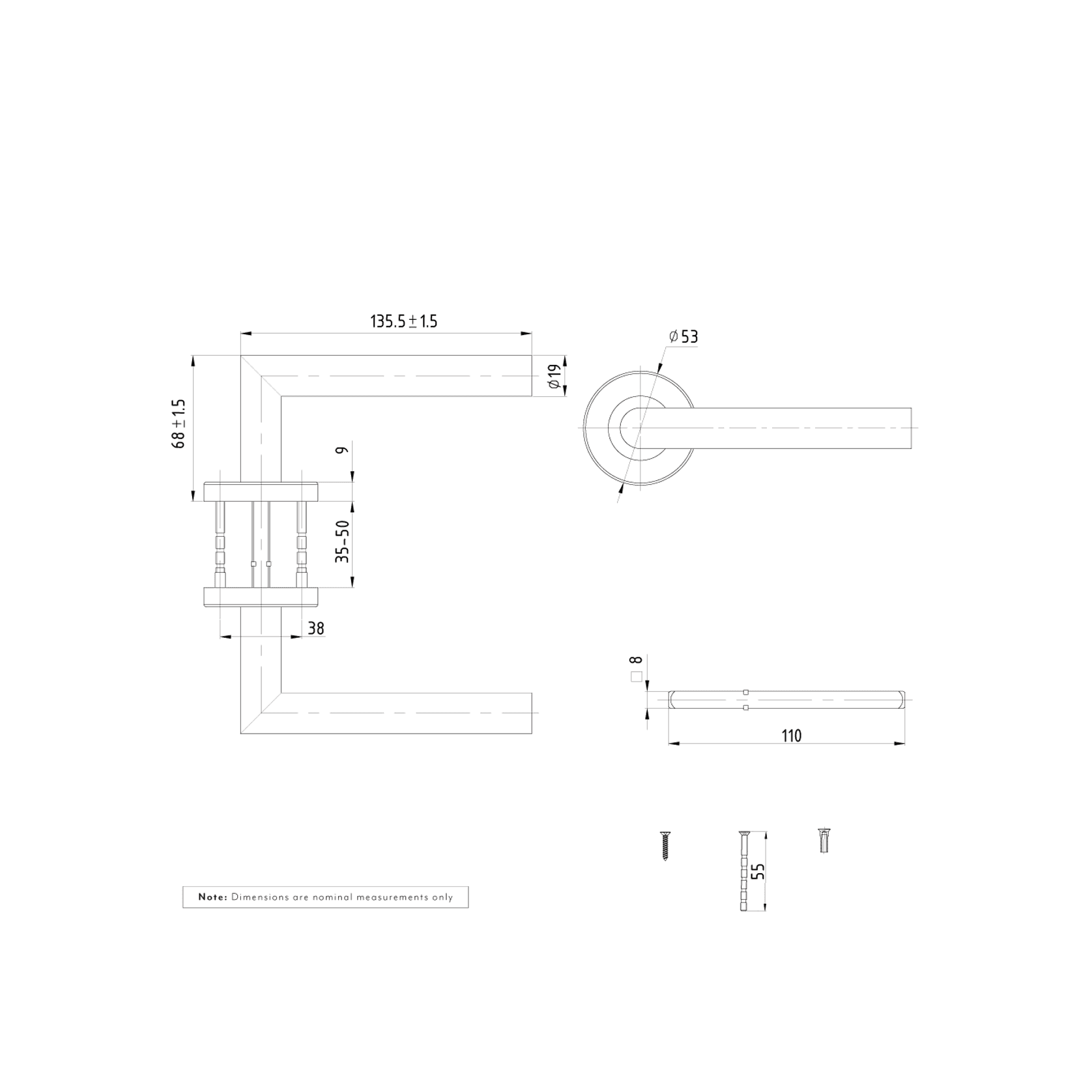 Davis Door Handle | Brushed Brass gallery detail image