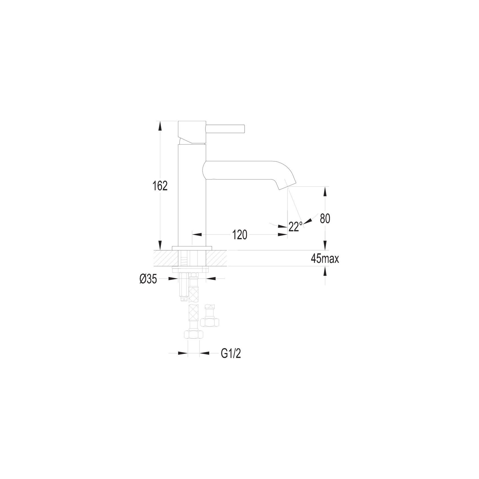 Carbon Slim Standard Basin Mixer Satin Black gallery detail image