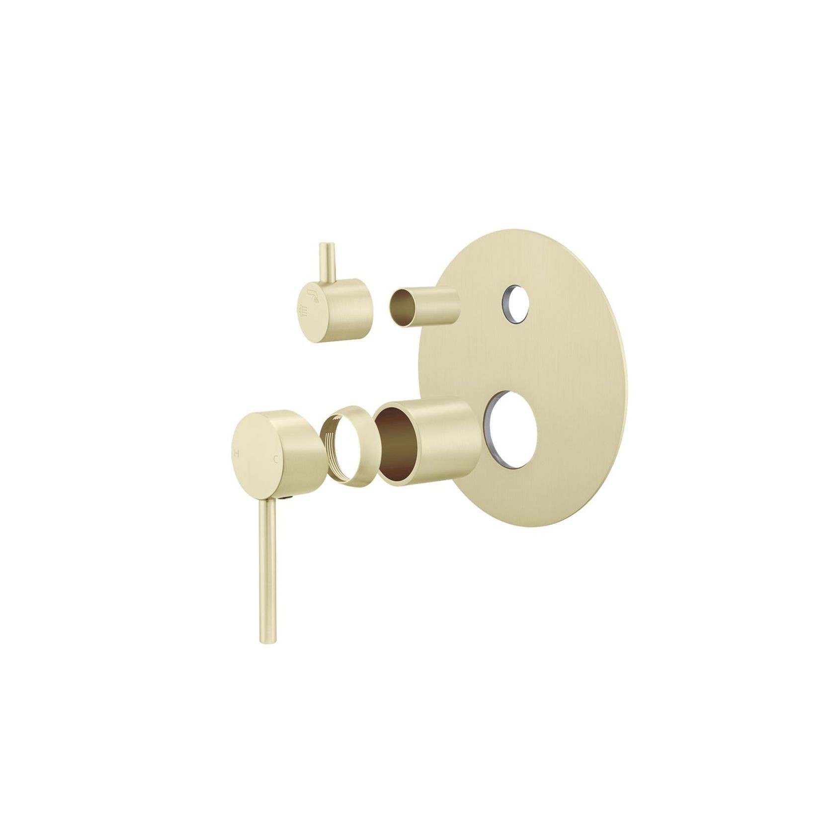 Lucid Pin Diverter Mixer Trim Kit Light Brushed Brass gallery detail image