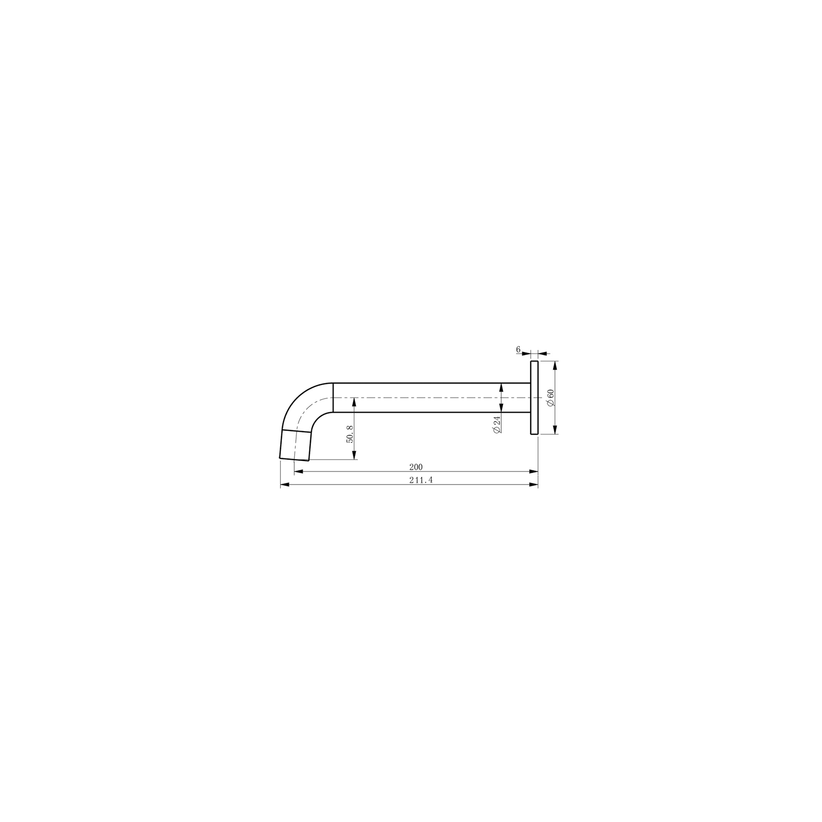 Lente Wall Bath/Basin Spout 200mm gallery detail image