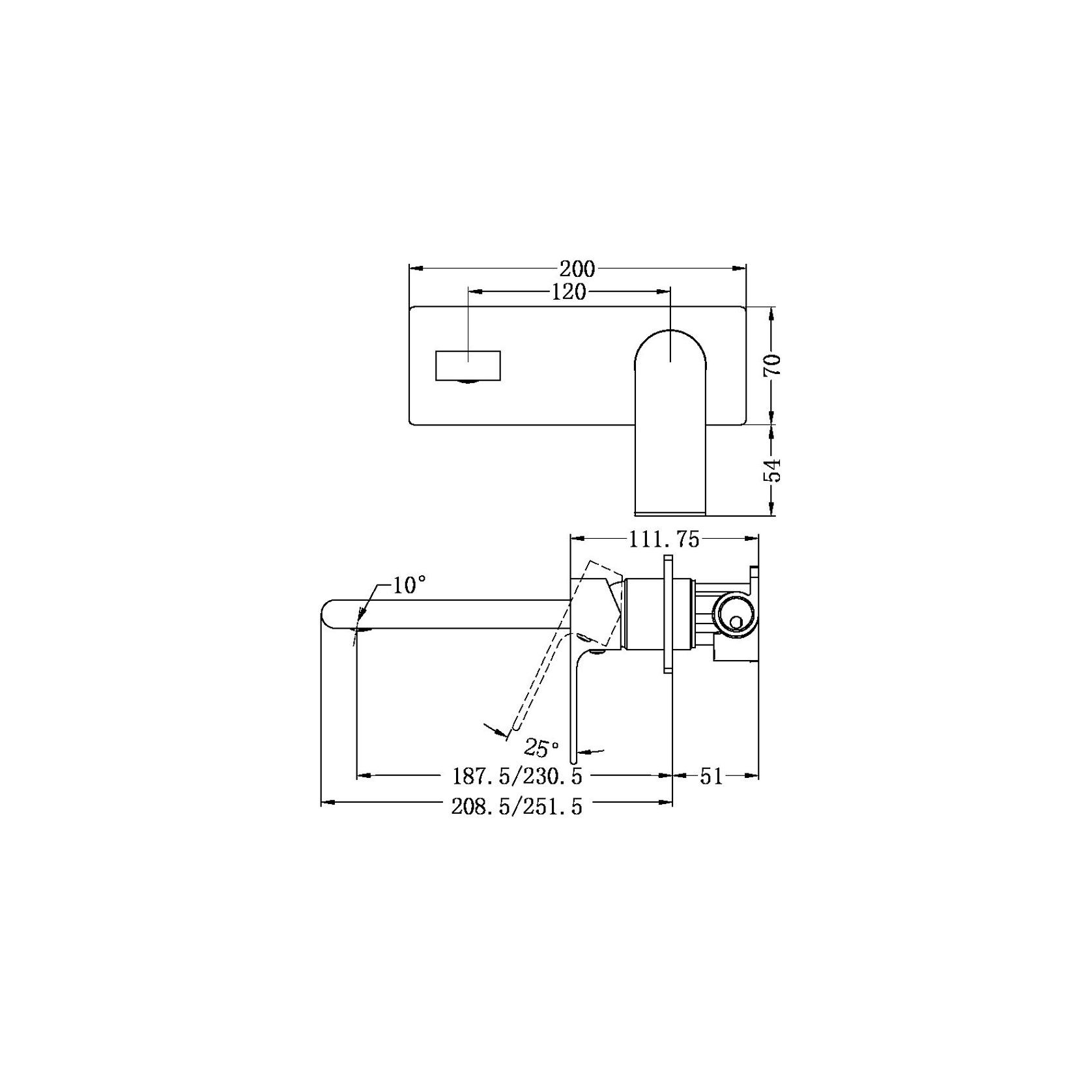 Bianca Wall Basin/Bath Mixer 187mm | Brushed Nickel gallery detail image