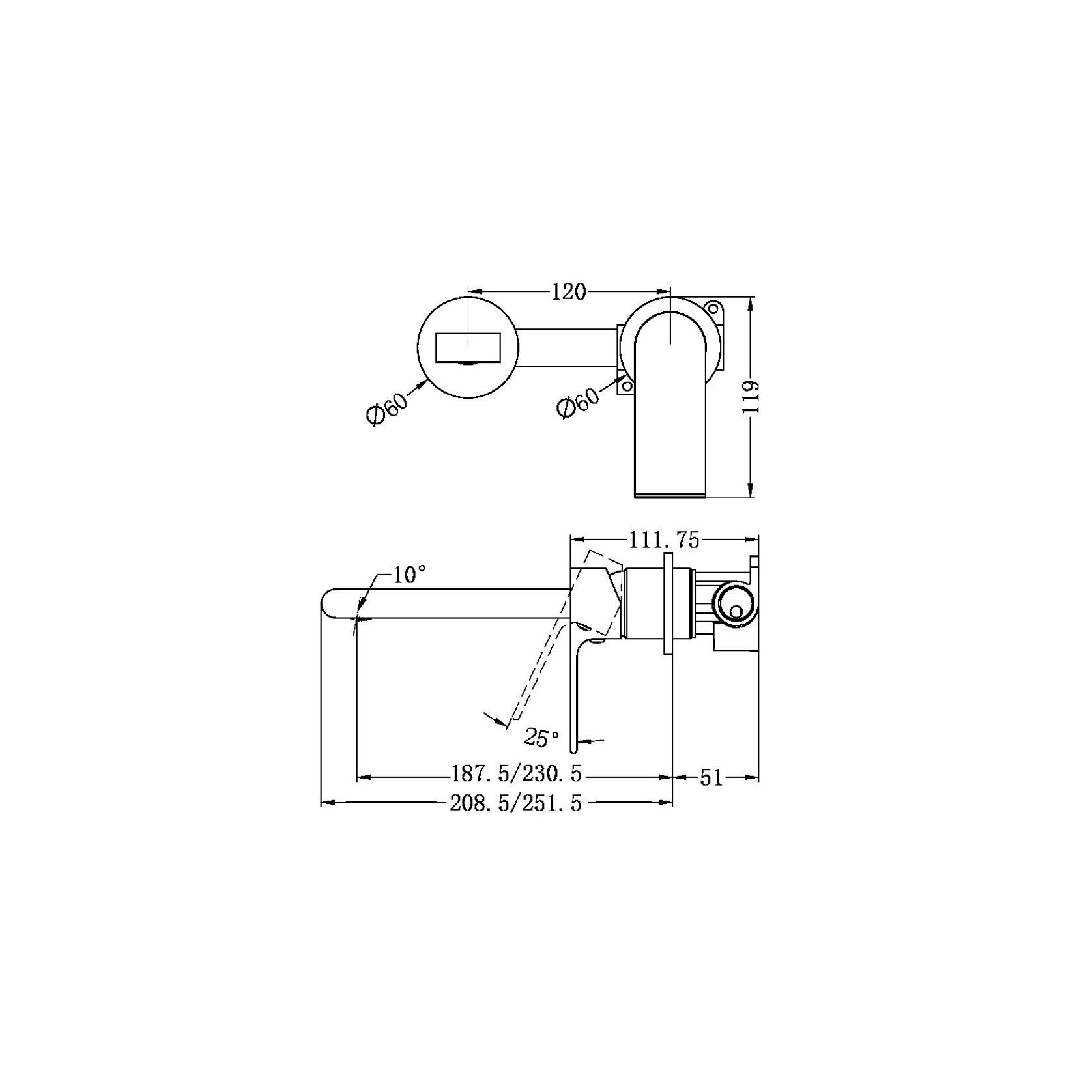 Bianca Basin/Bath Mixer Back Plate 230mm | Gun Metal gallery detail image